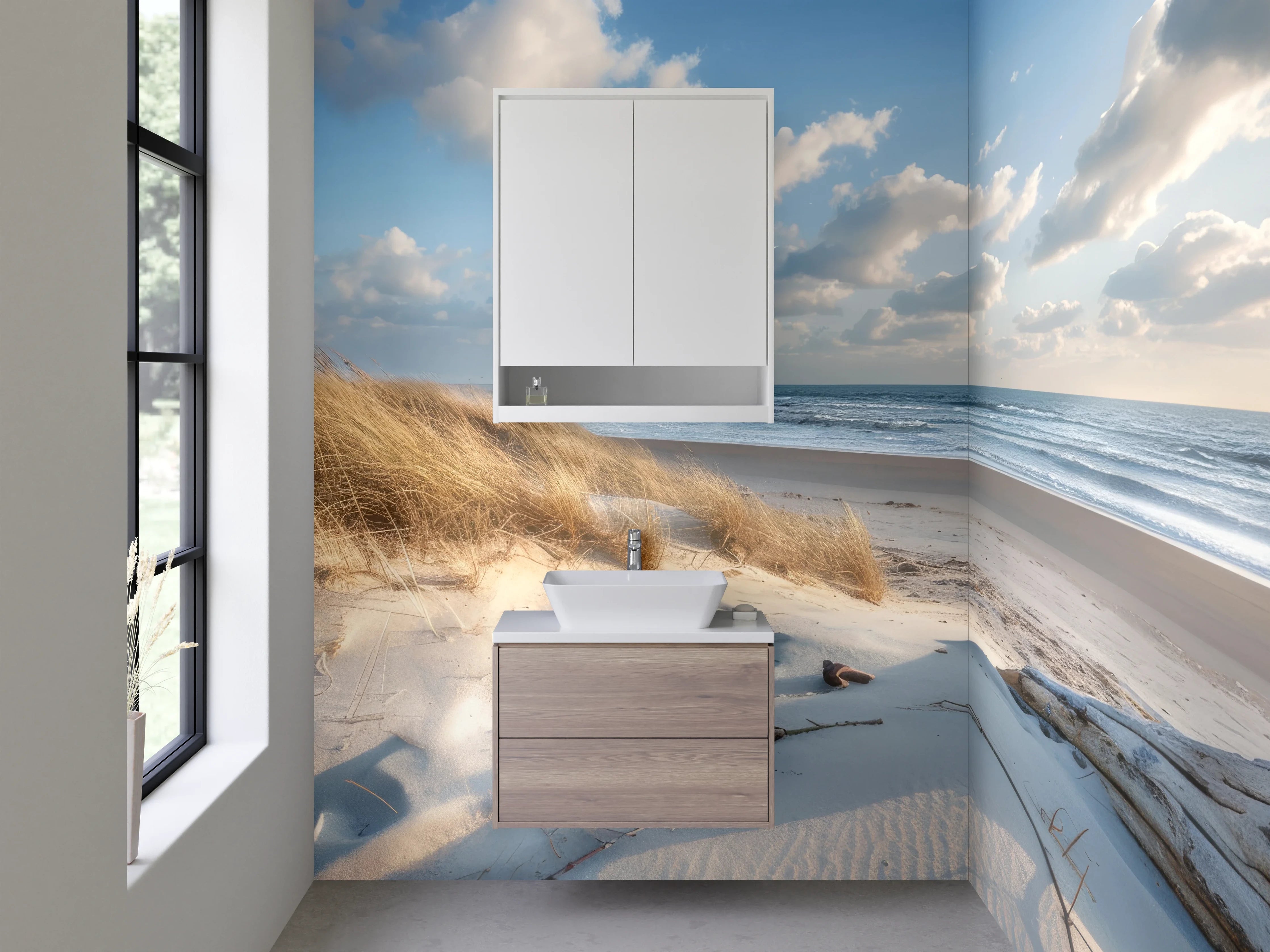 Waschbecken-Rückwand - Strand und Dünen Panorama Fototapete