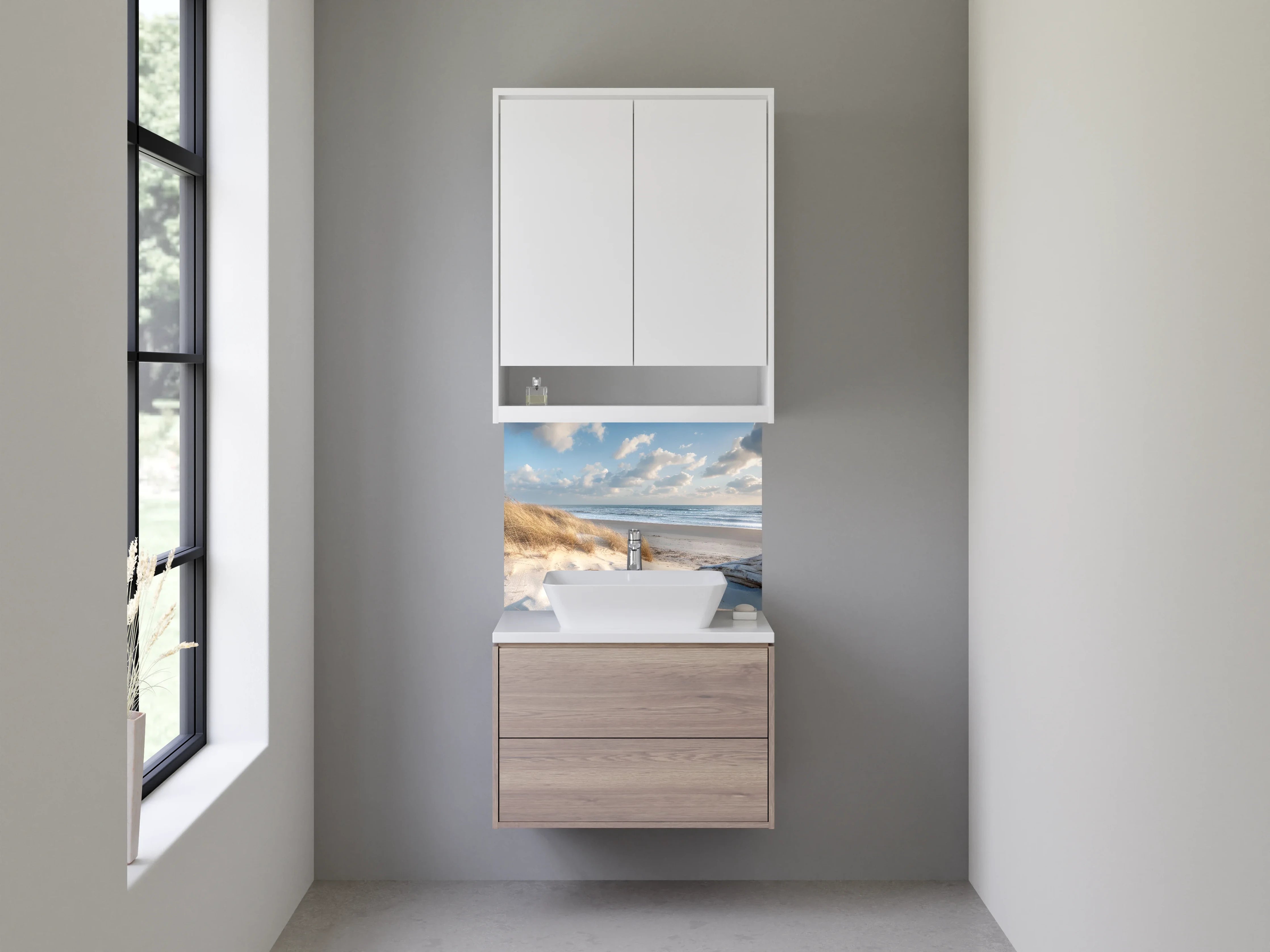 Waschbecken-Rückwand - Strand und Dünen Panorama Fototapete