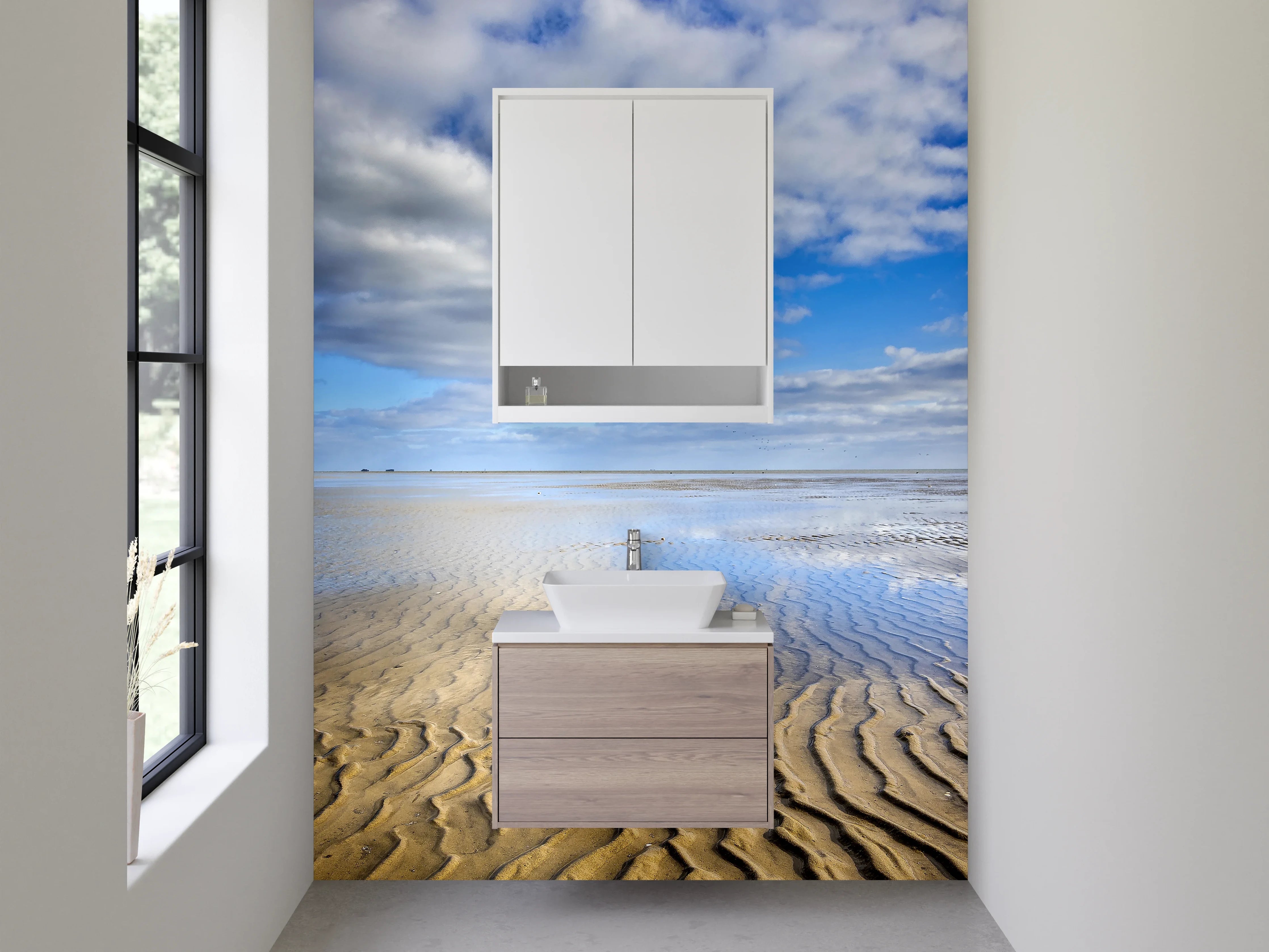 Waschbecken-Rückwand - Strand und Himmel – Ruhige Weite