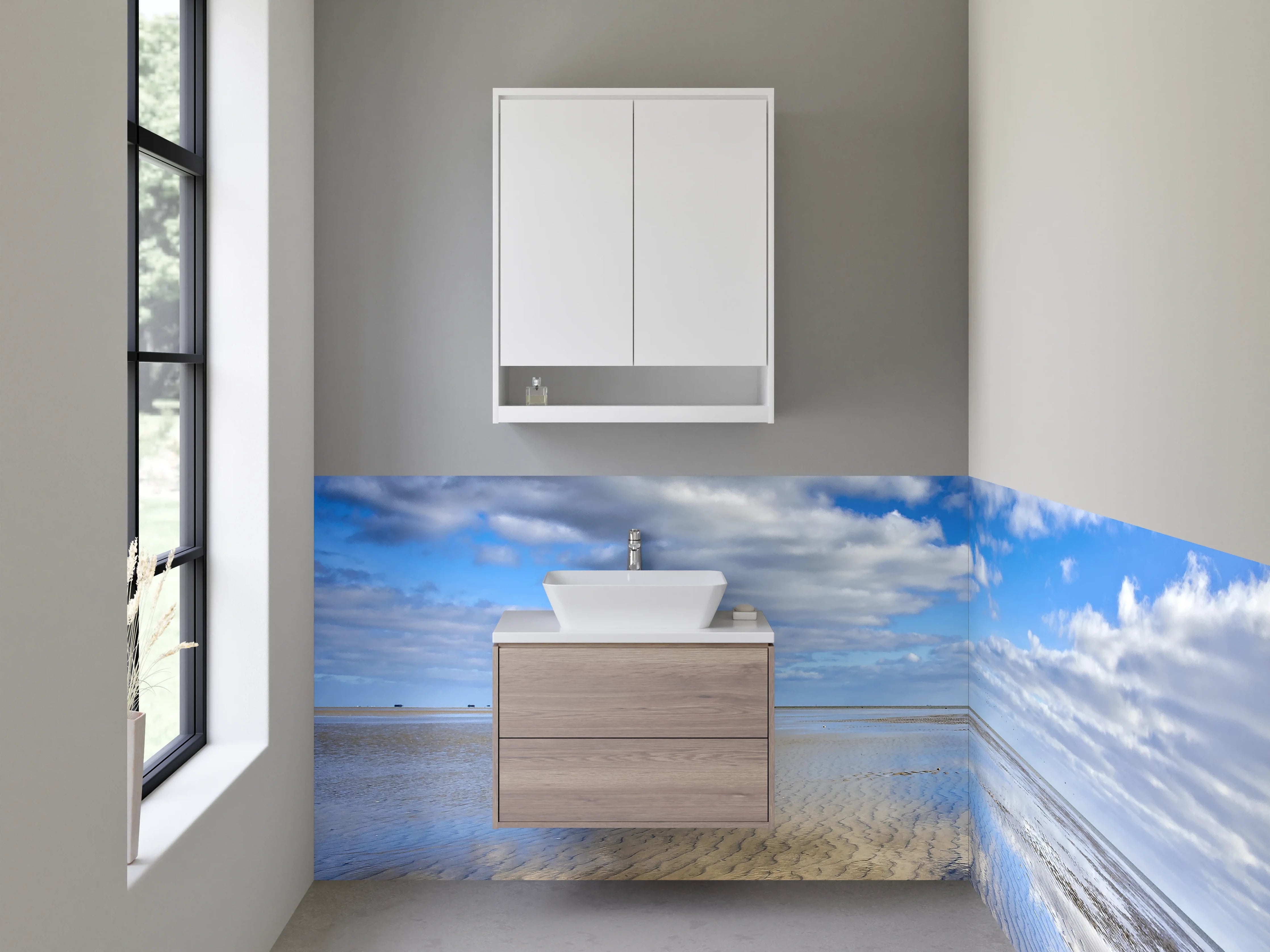 Waschbecken-Rückwand - Strand und Himmel – Ruhige Weite