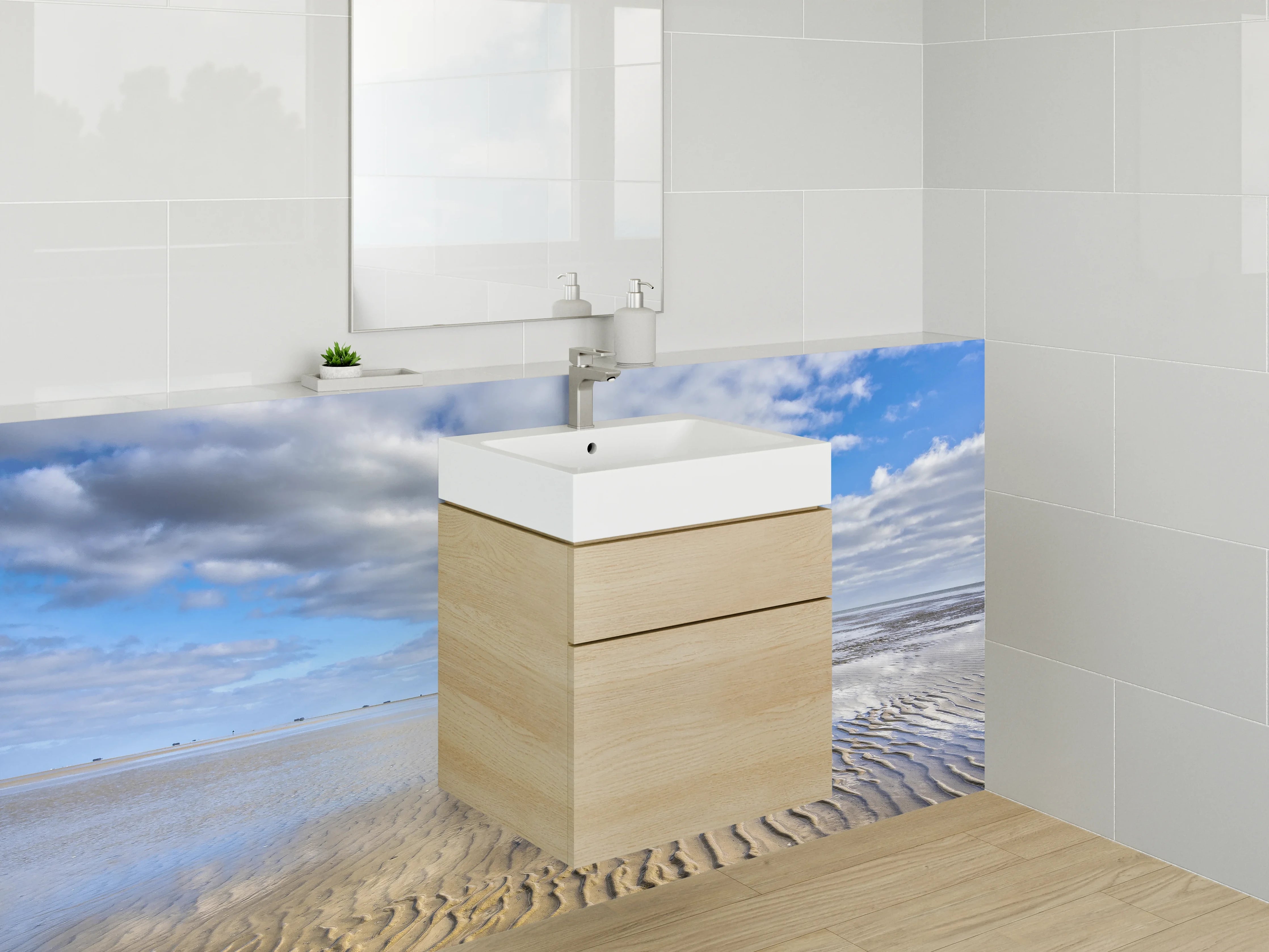 Waschbecken-Rückwand - Strand und Himmel – Ruhige Weite