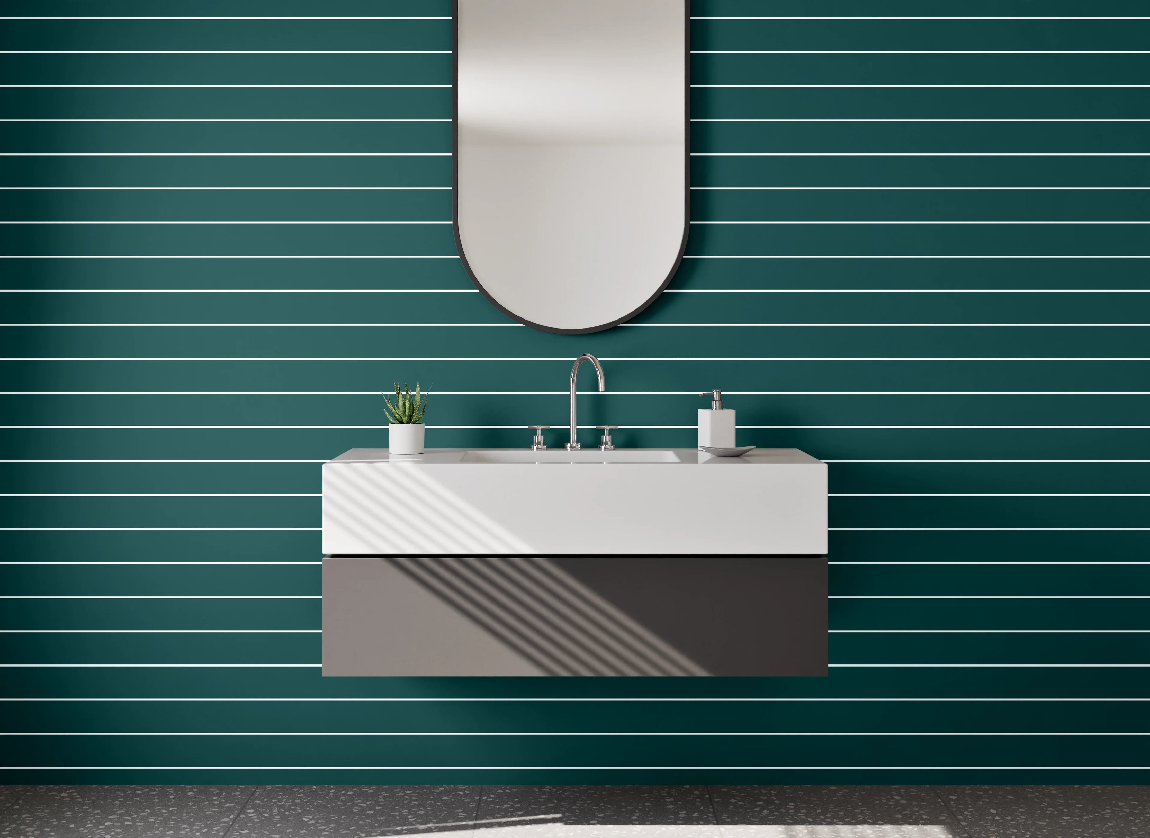 Waschbecken-Rückwand - Streifenmuster Türkis Modern