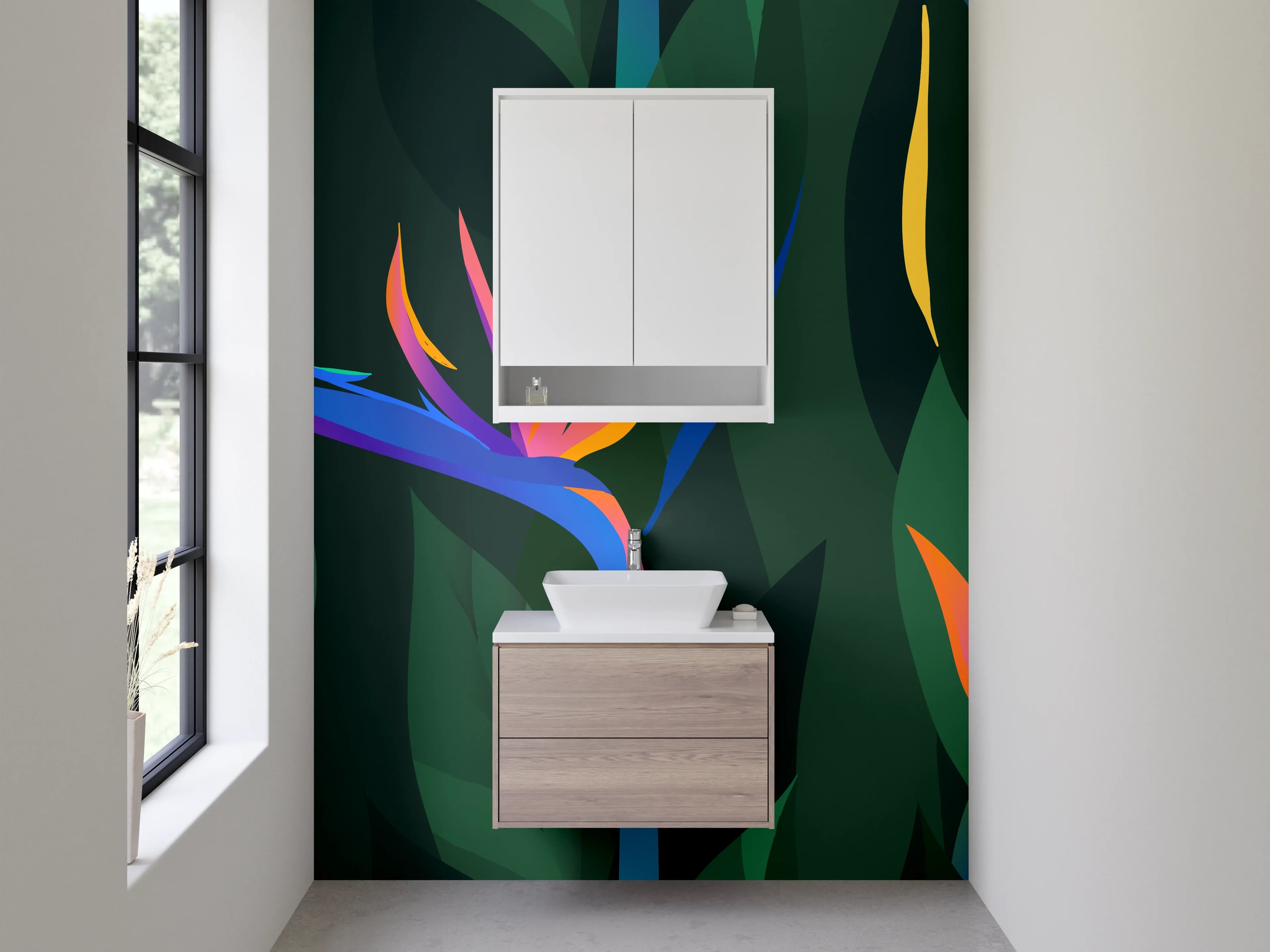 Waschbecken-Rückwand - Strelitzien Illustration Tropisch Abstrakt