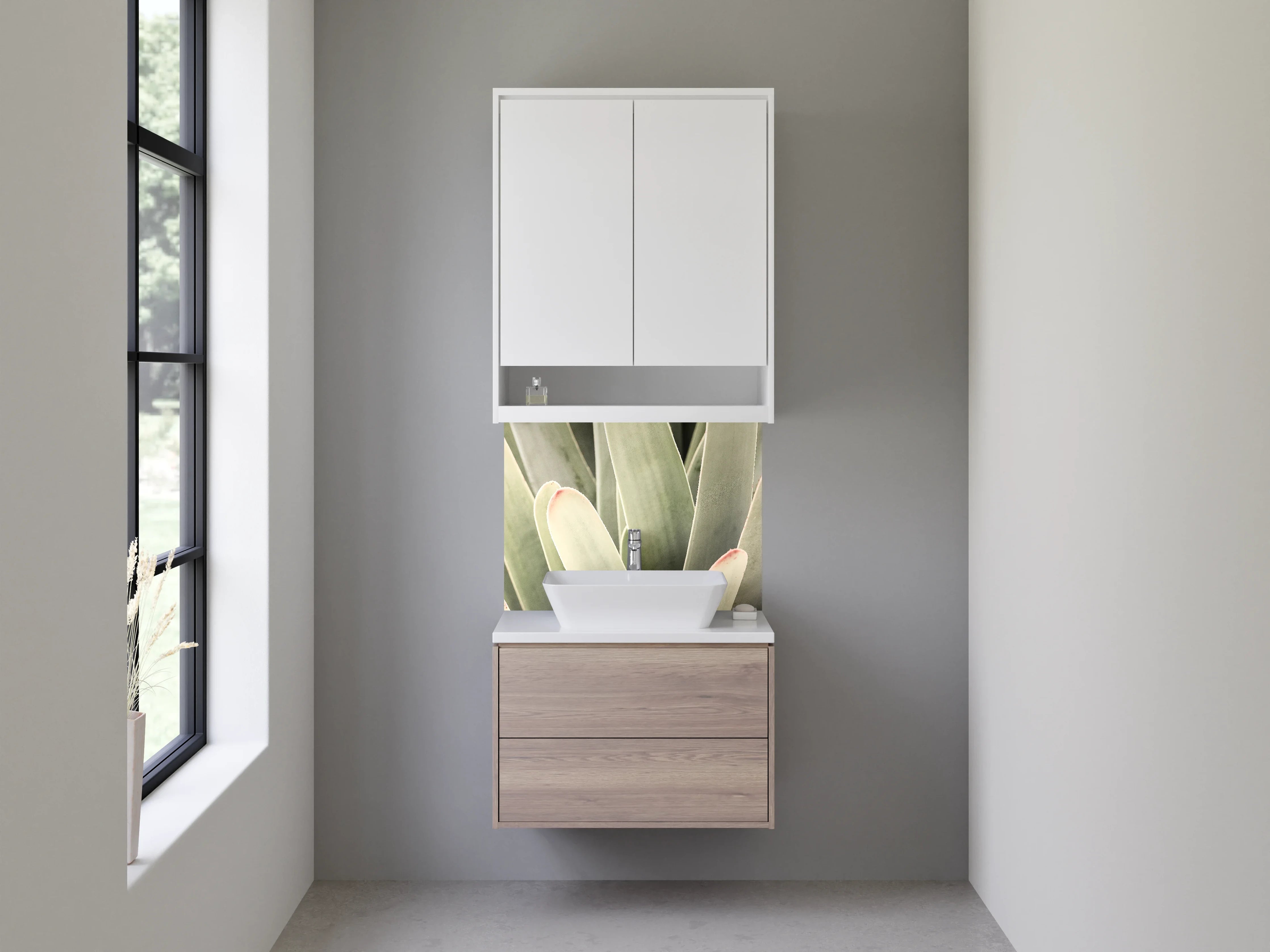 Waschbecken-Rückwand - Sukkulenten Nahaufnahme Grün Beige