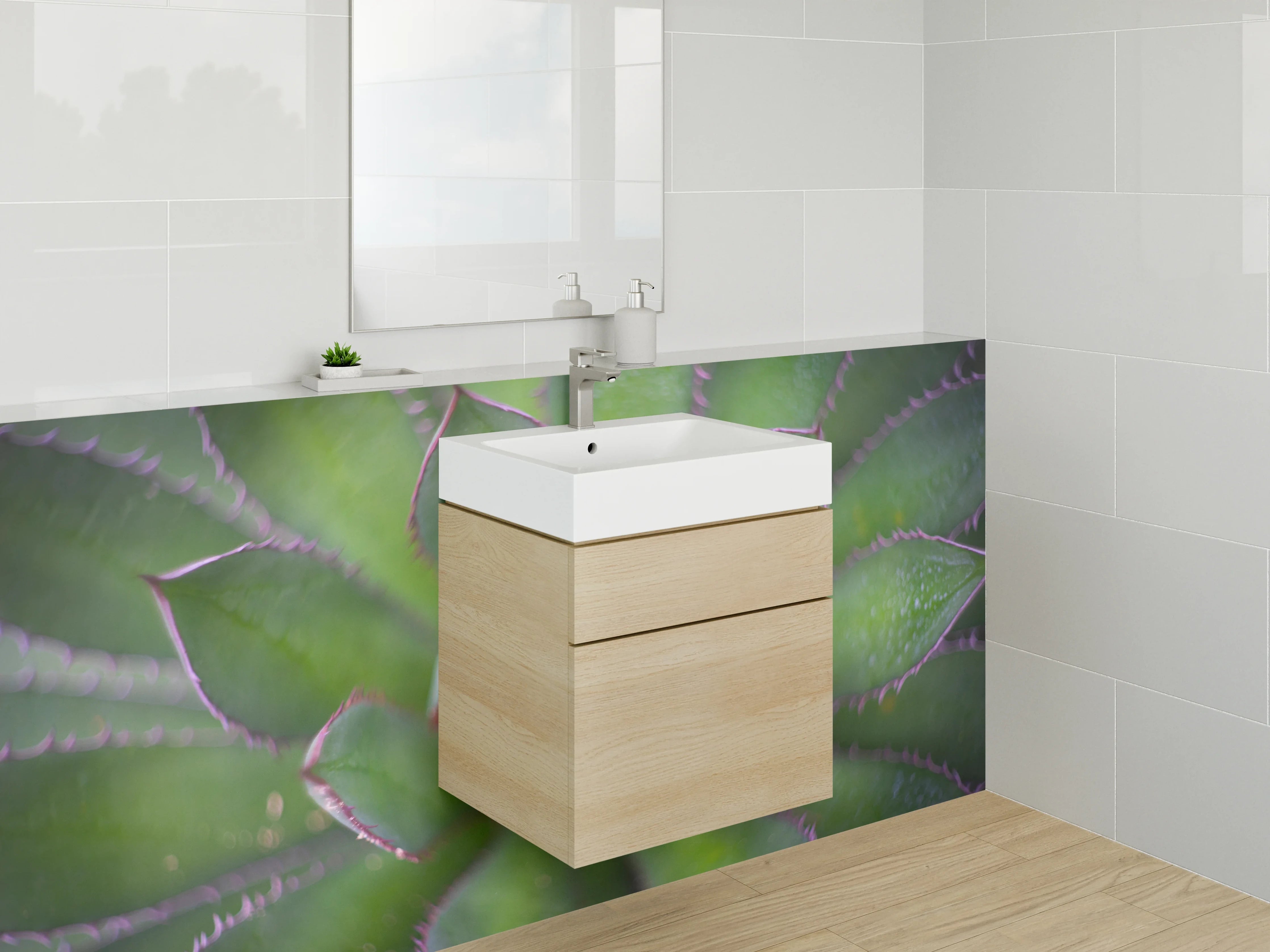 Waschbecken-Rückwand - Sukkulenten-Optik Grün für Deine Küche