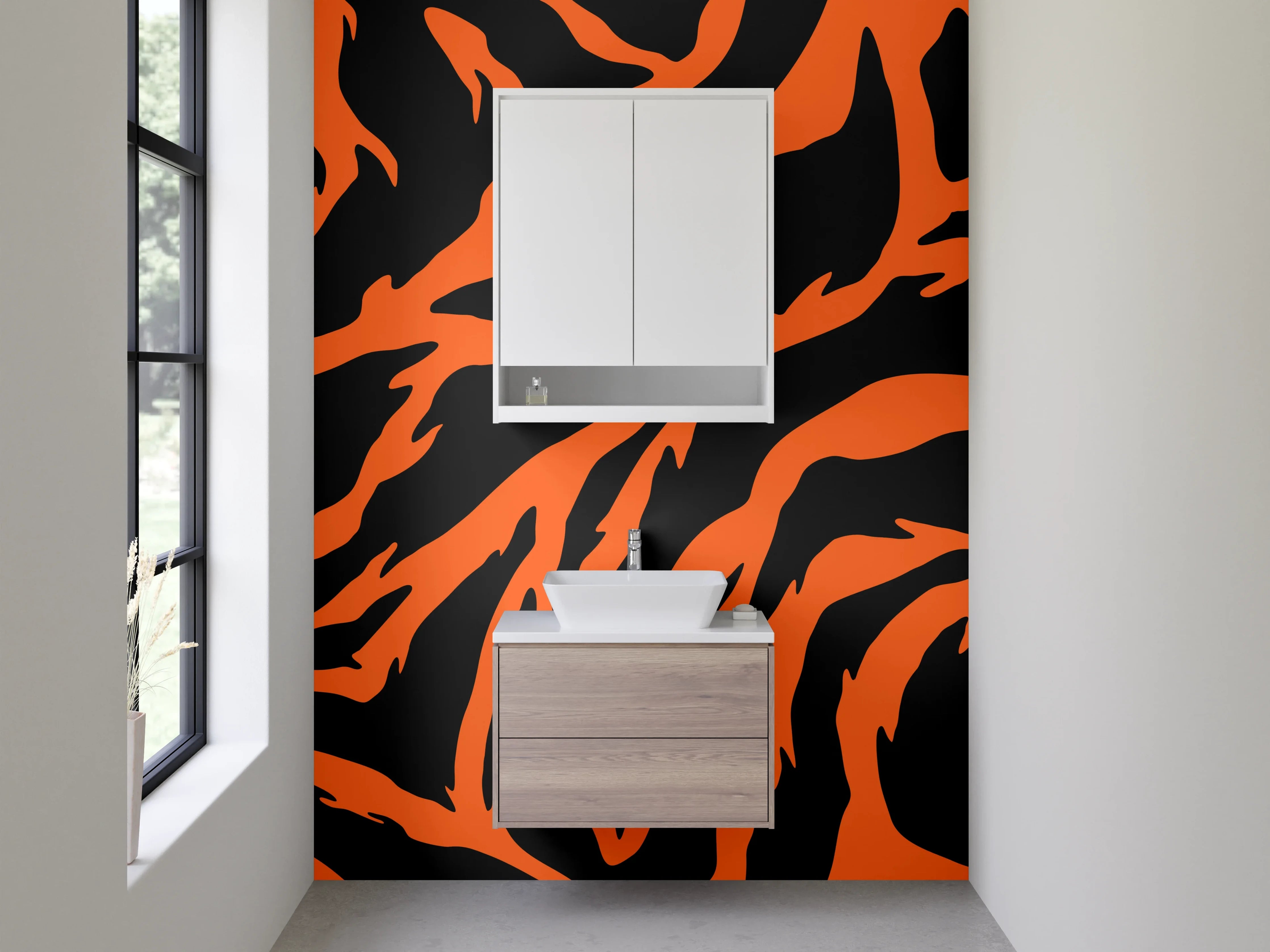 Waschbecken-Rückwand - Tiger Muster Orange Schwarz Design