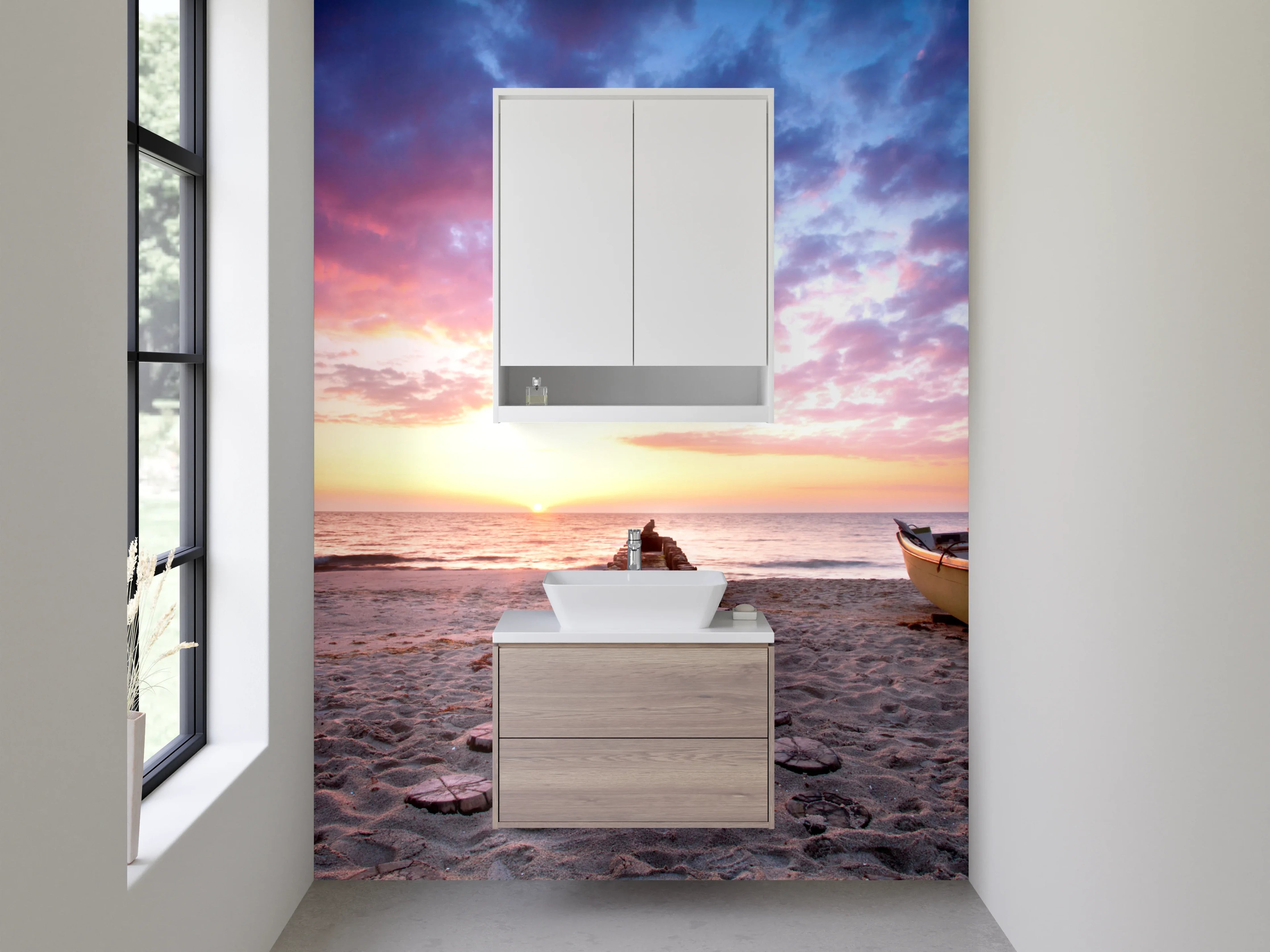 Waschbecken-Rückwand - Traumhafter Sonnenuntergang am Meer