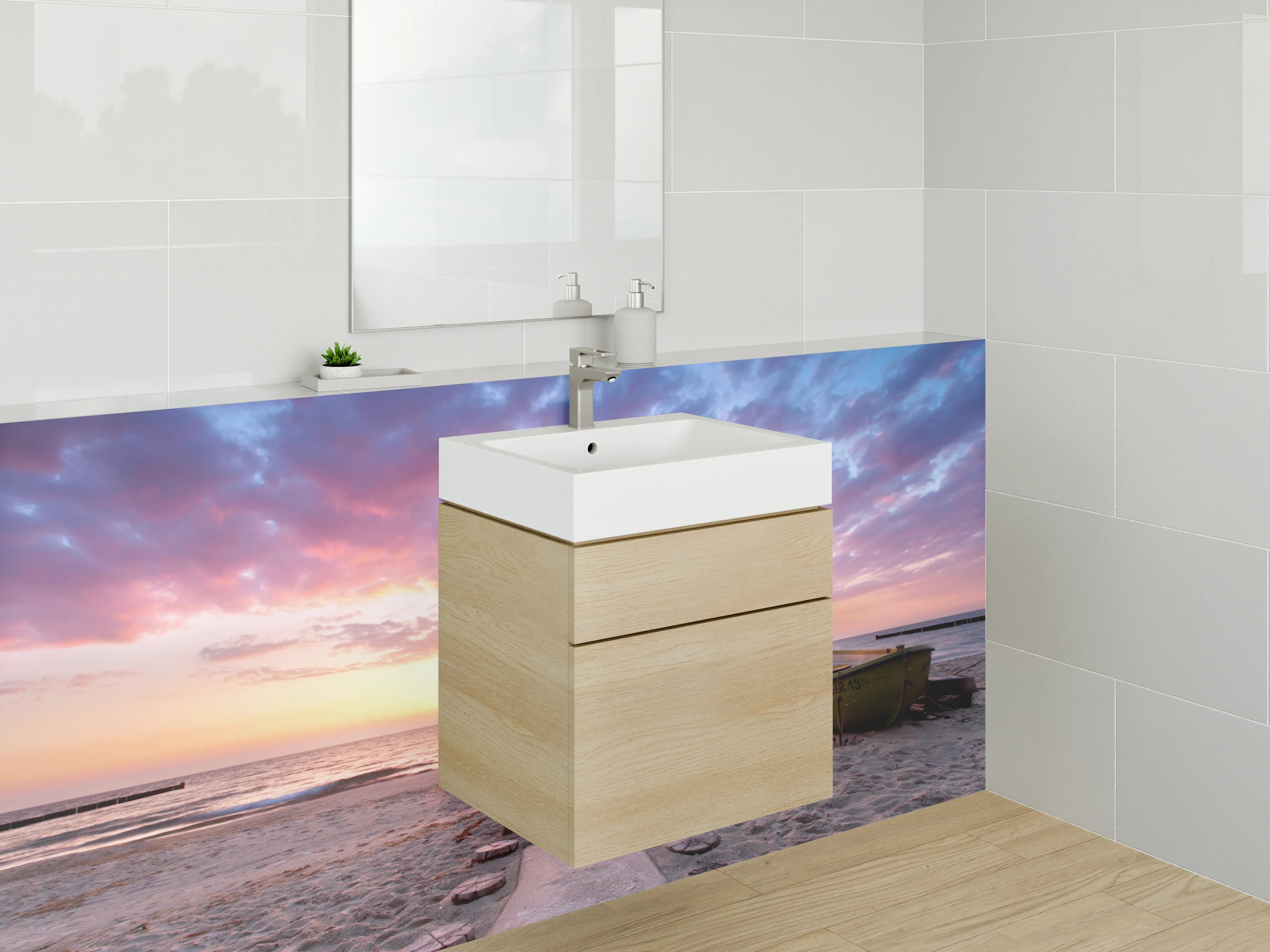 Waschbecken-Rückwand - Traumhafter Sonnenuntergang am Meer