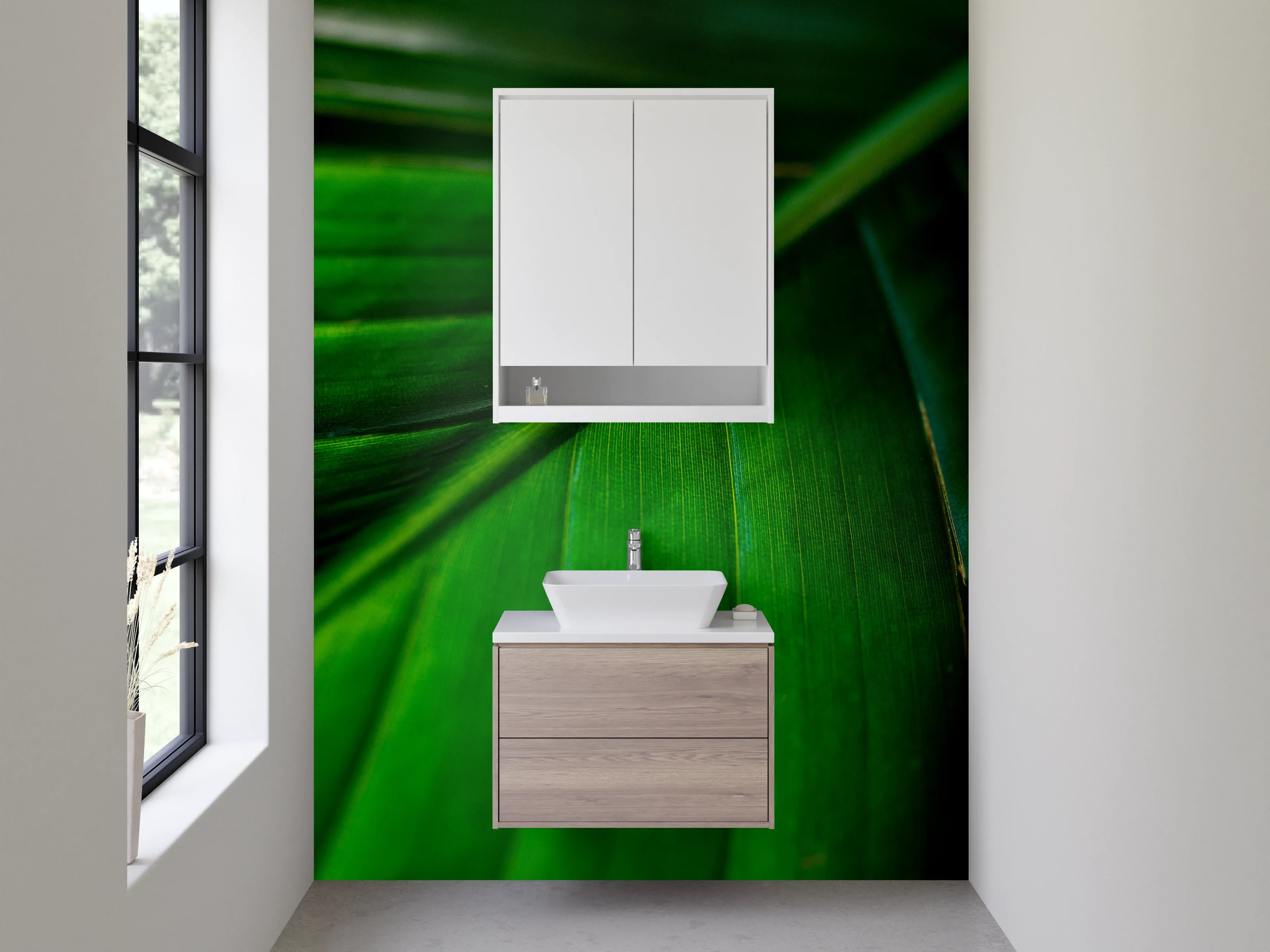 Waschbecken-Rückwand - Tropische Blätter – Grünes Naturdesign