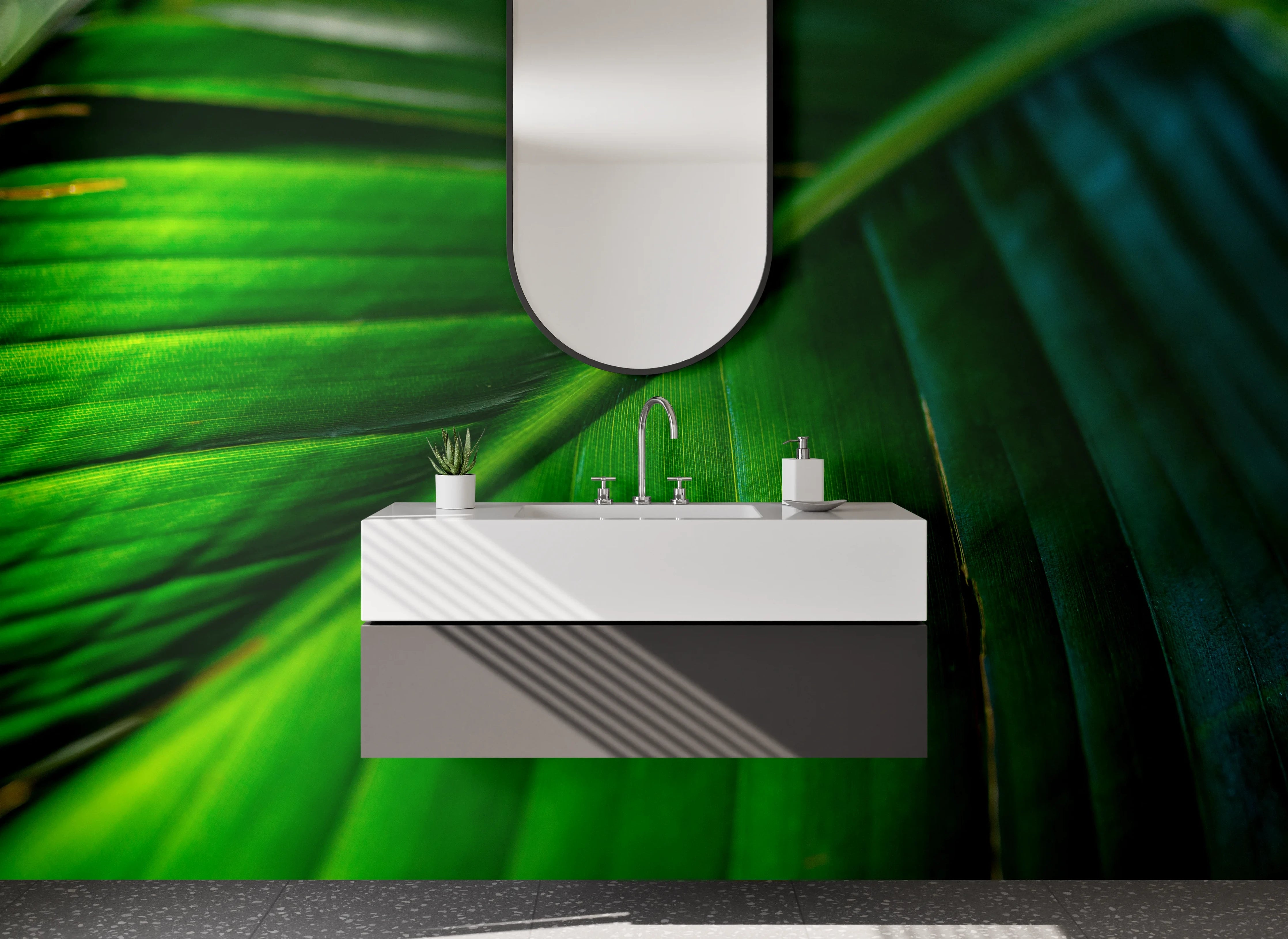 Waschbecken-Rückwand - Tropische Blätter – Grünes Naturdesign