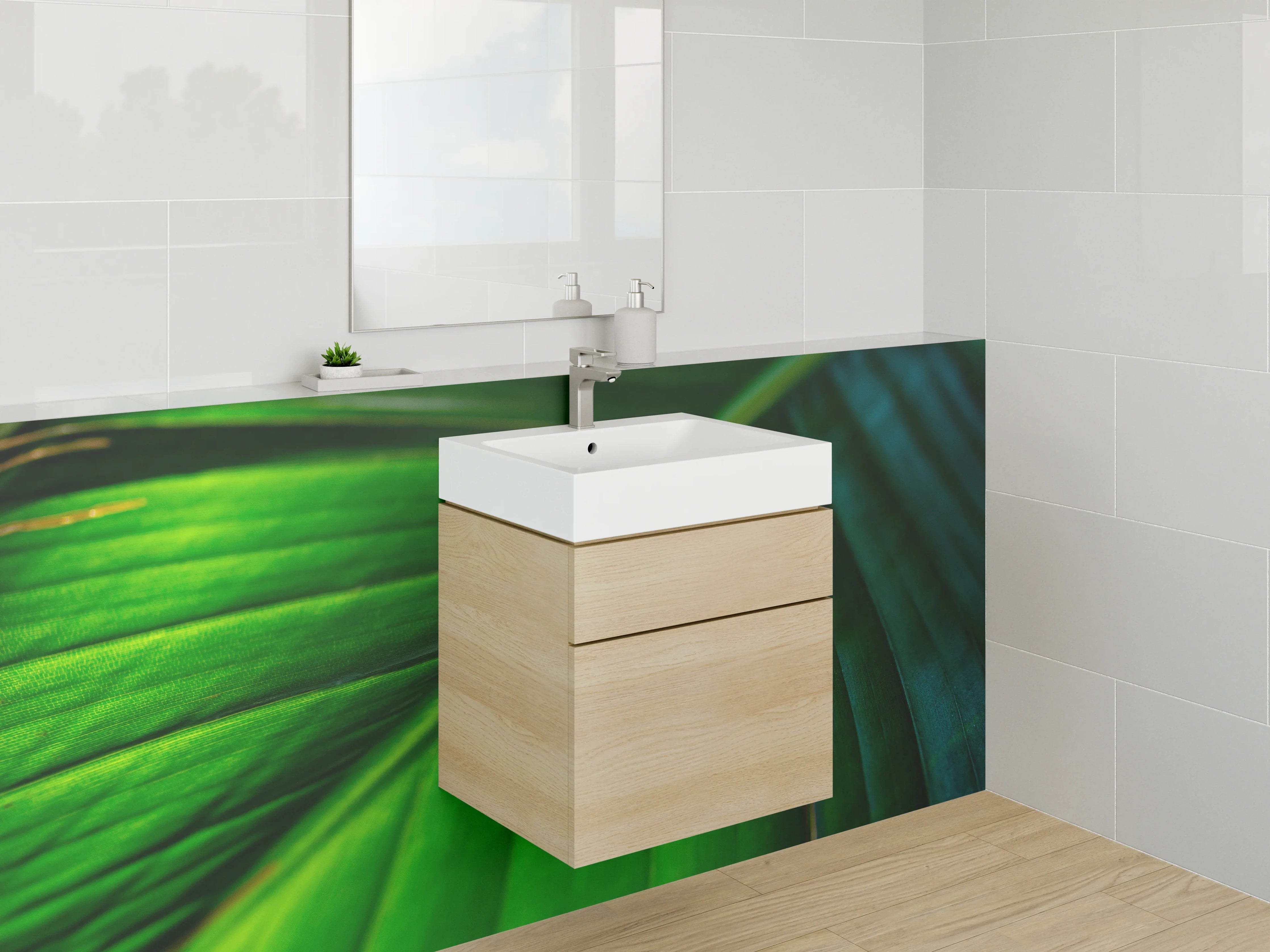 Waschbecken-Rückwand - Tropische Blätter – Grünes Naturdesign