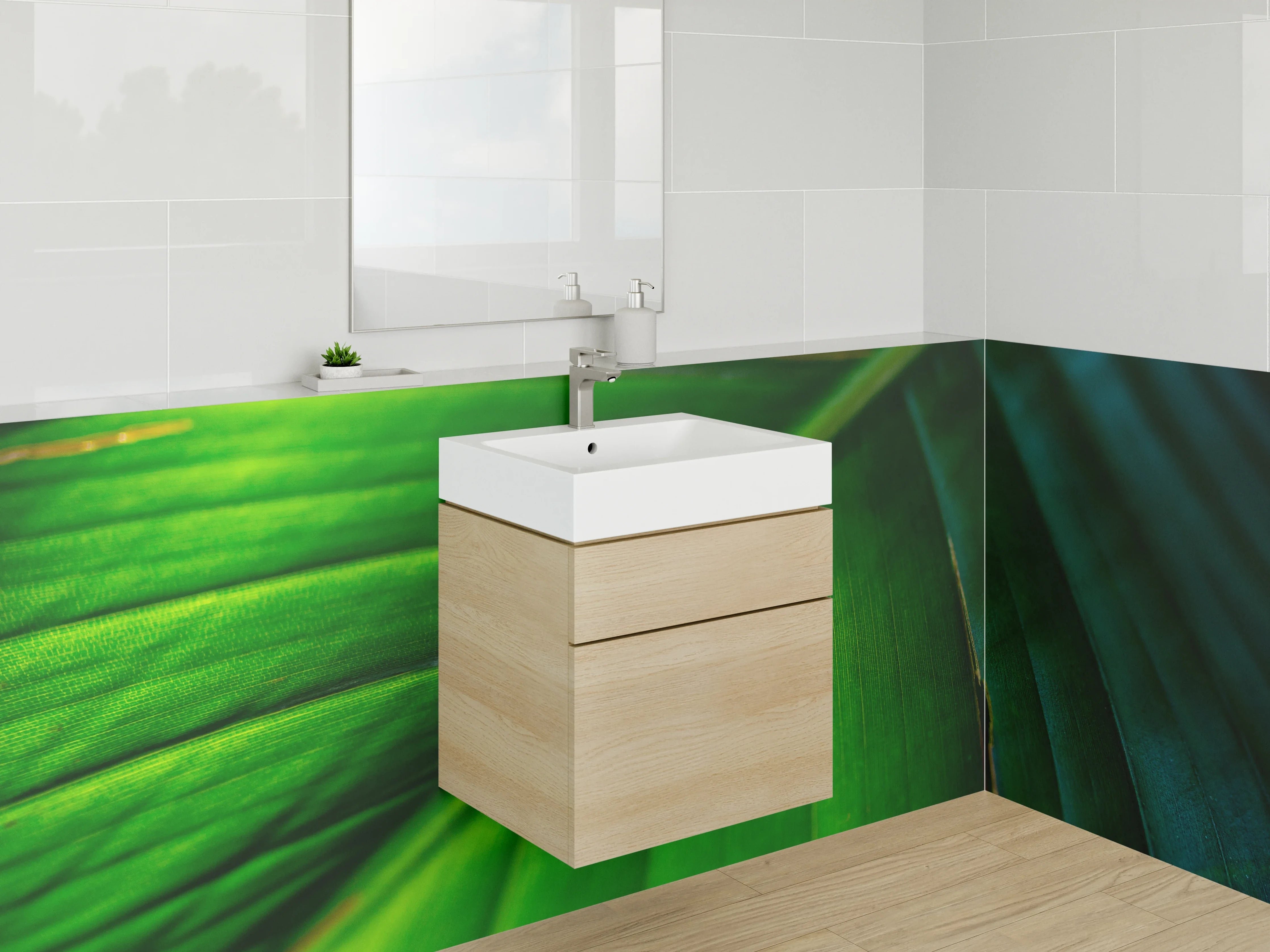 Waschbecken-Rückwand - Tropische Blätter – Grünes Naturdesign