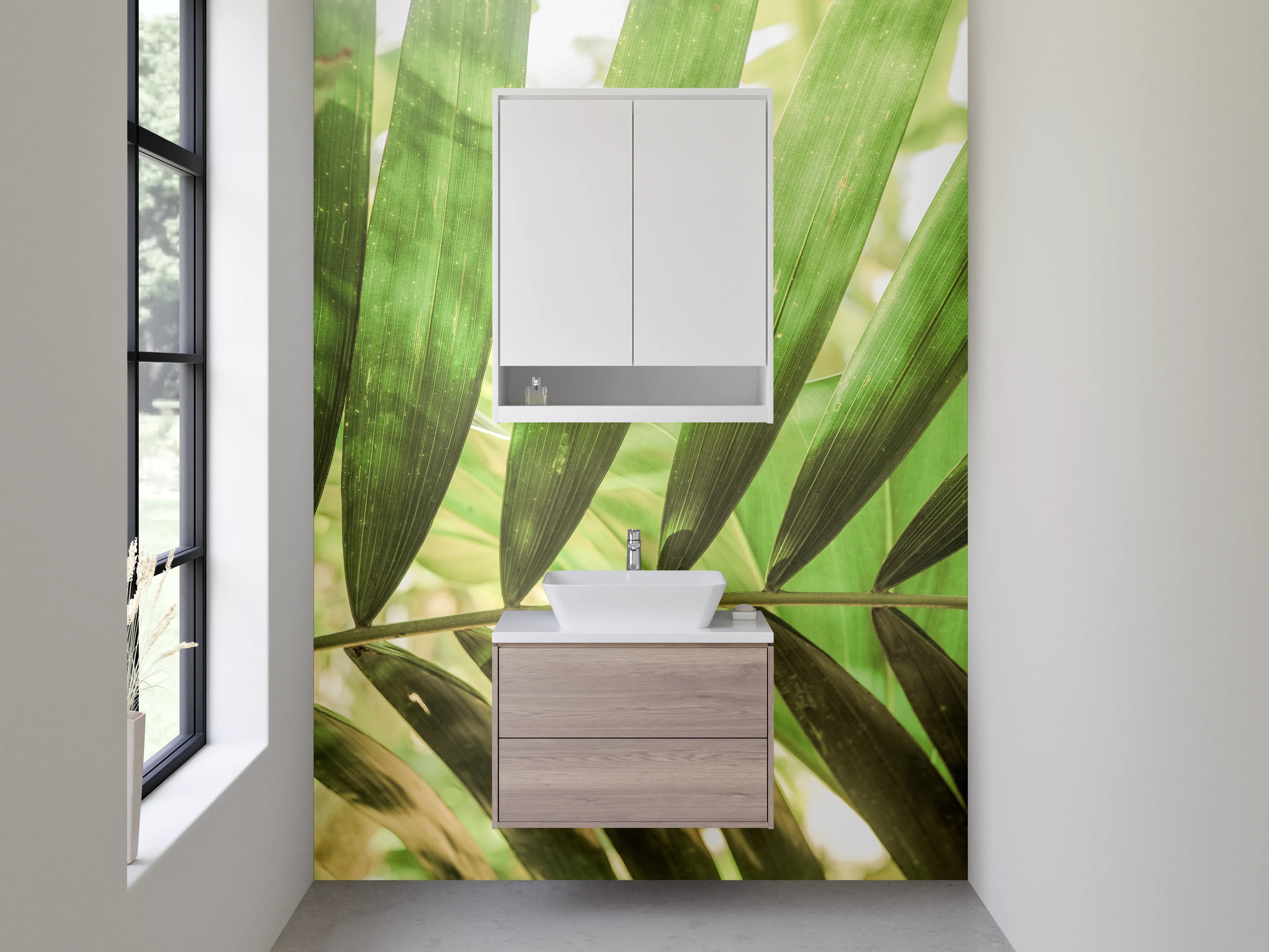 Waschbecken-Rückwand - Tropische Palmenblätter Naturmuster