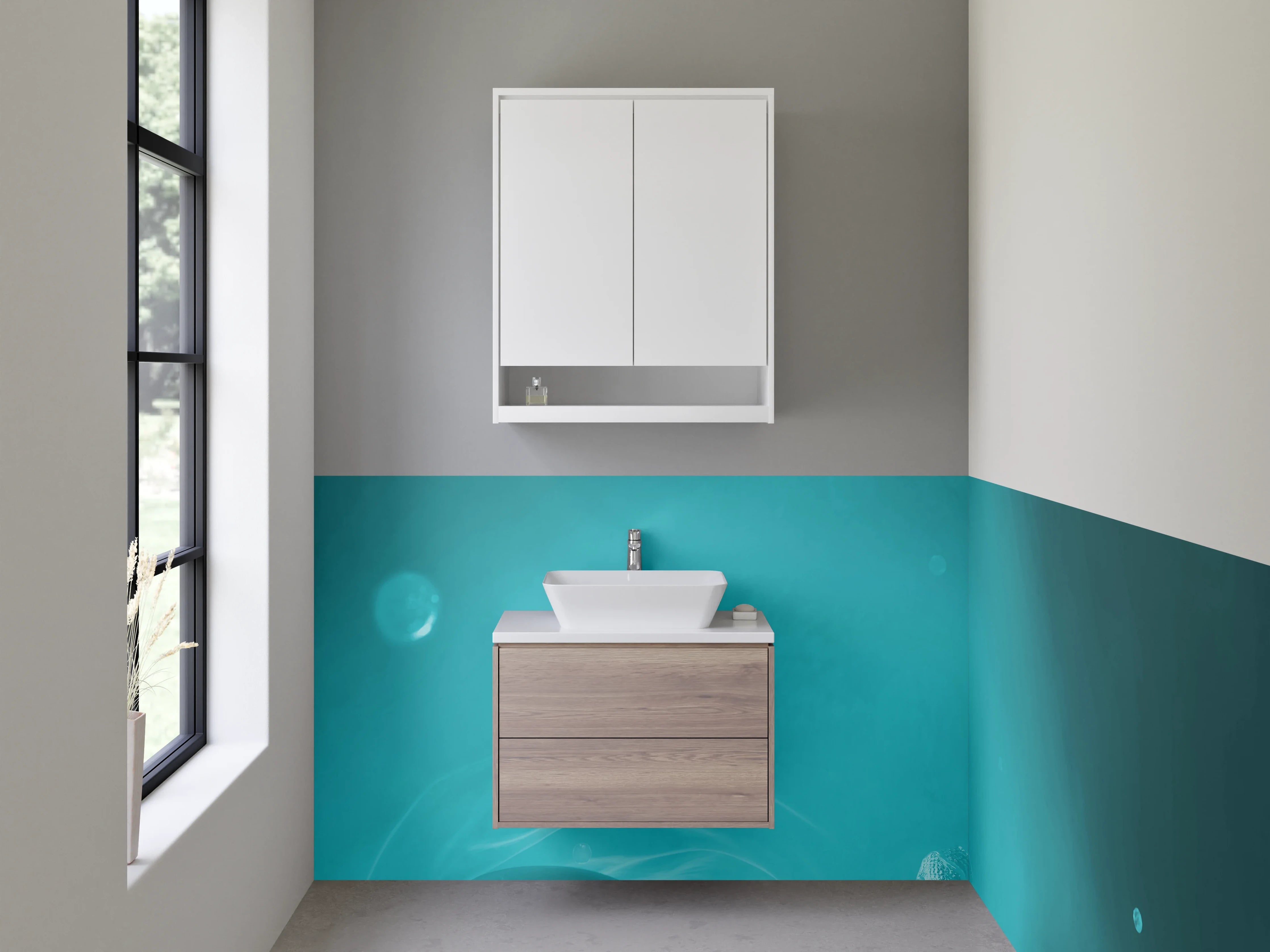 Waschbecken-Rückwand - Türkis Abstrakt Wasseroptik Wandbild