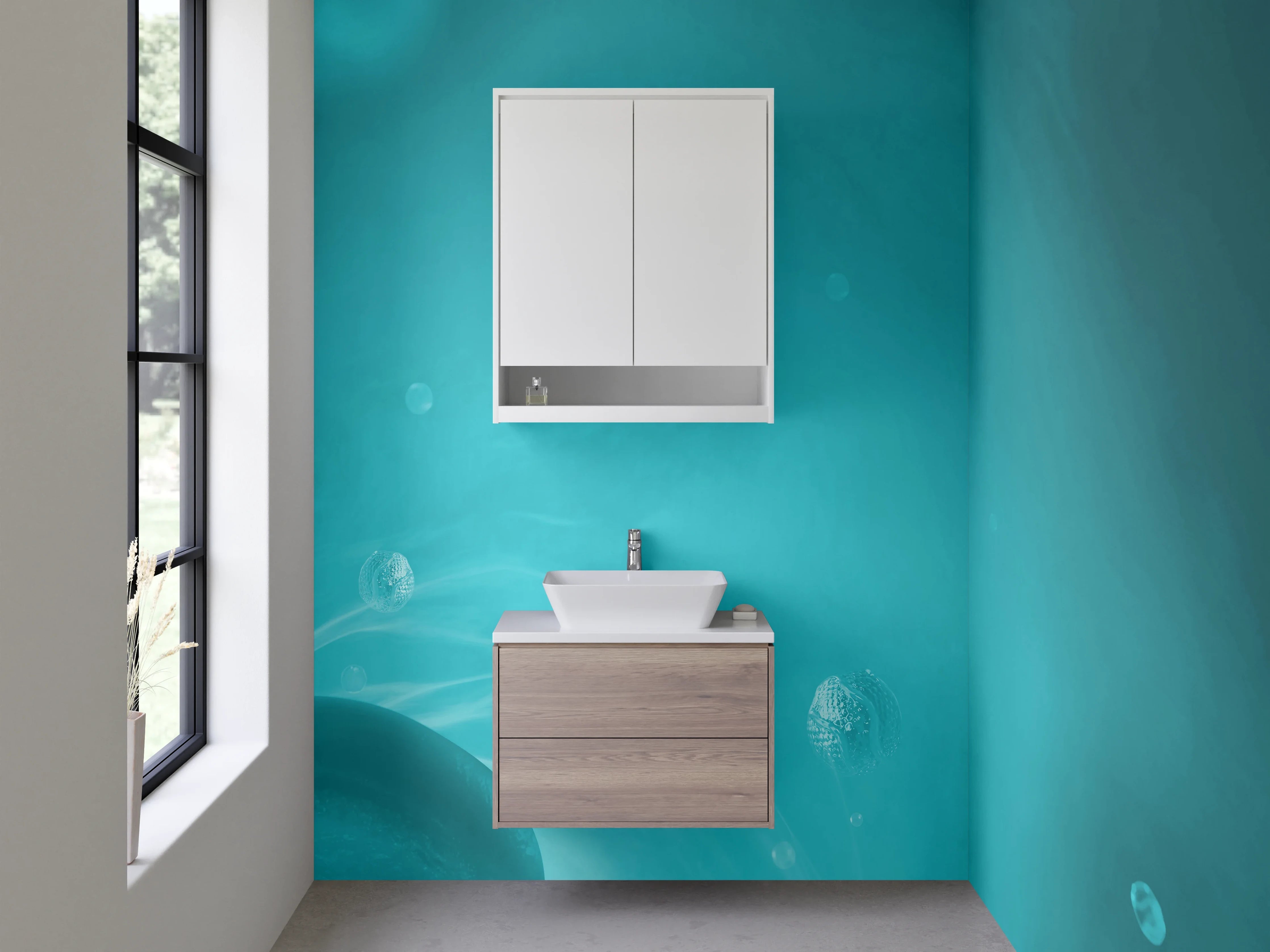 Waschbecken-Rückwand - Türkis Abstrakt Wasseroptik Wandbild