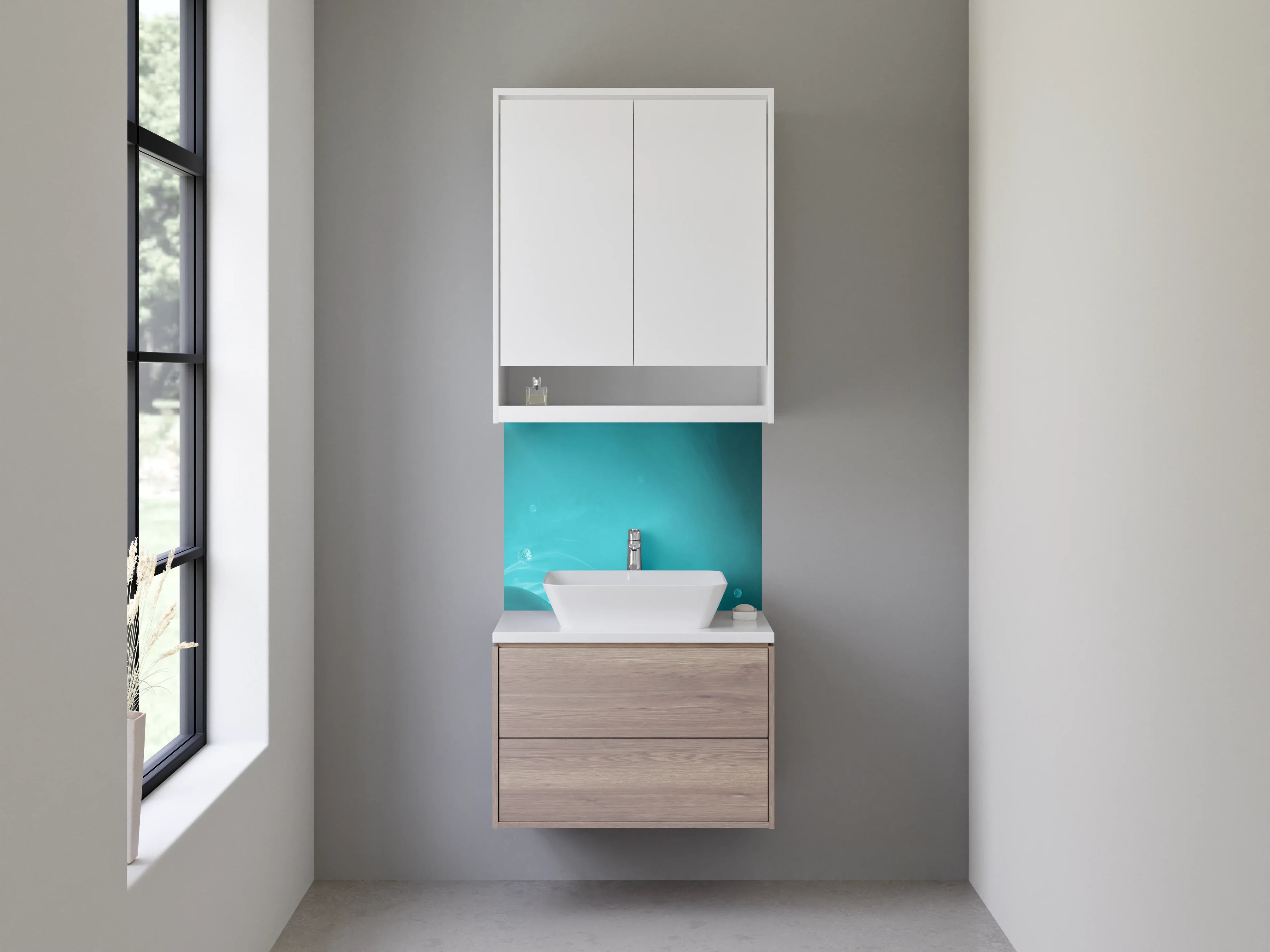 Waschbecken-Rückwand - Türkis Abstrakt Wasseroptik Wandbild