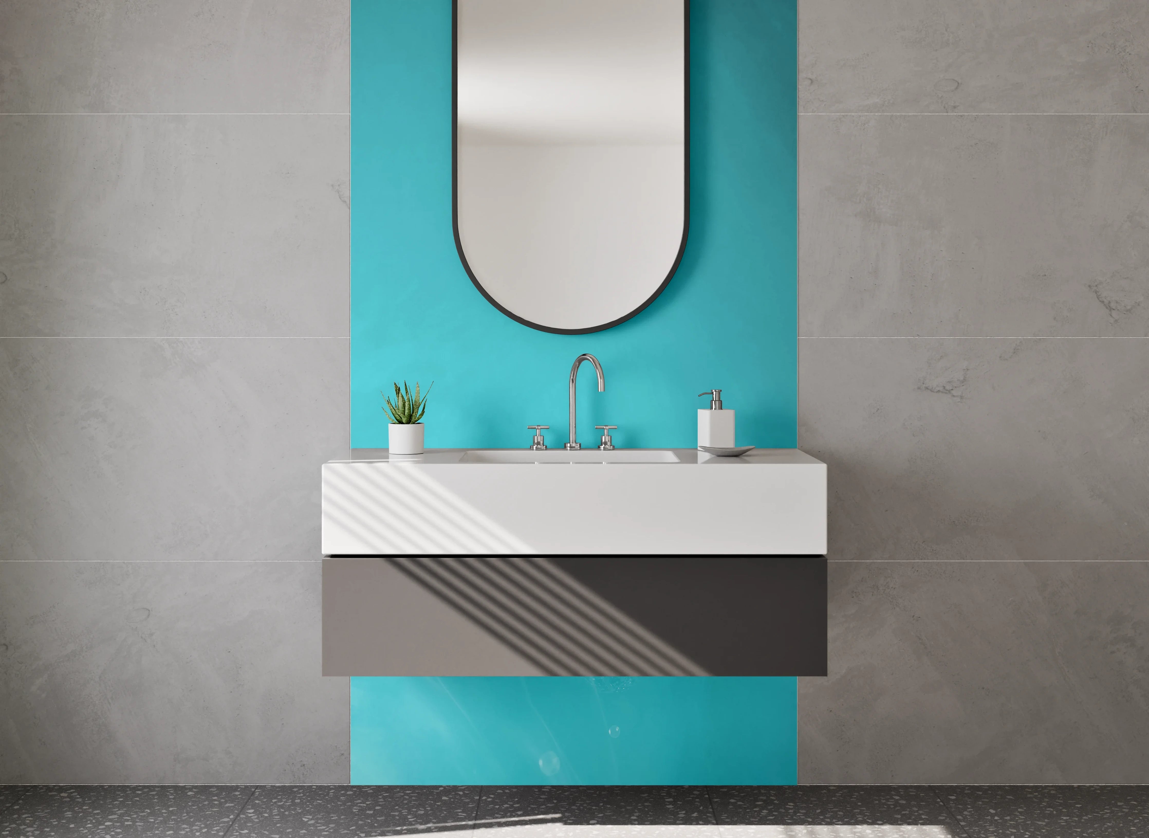 Waschbecken-Rückwand - Türkis Abstrakt Wasseroptik Wandbild