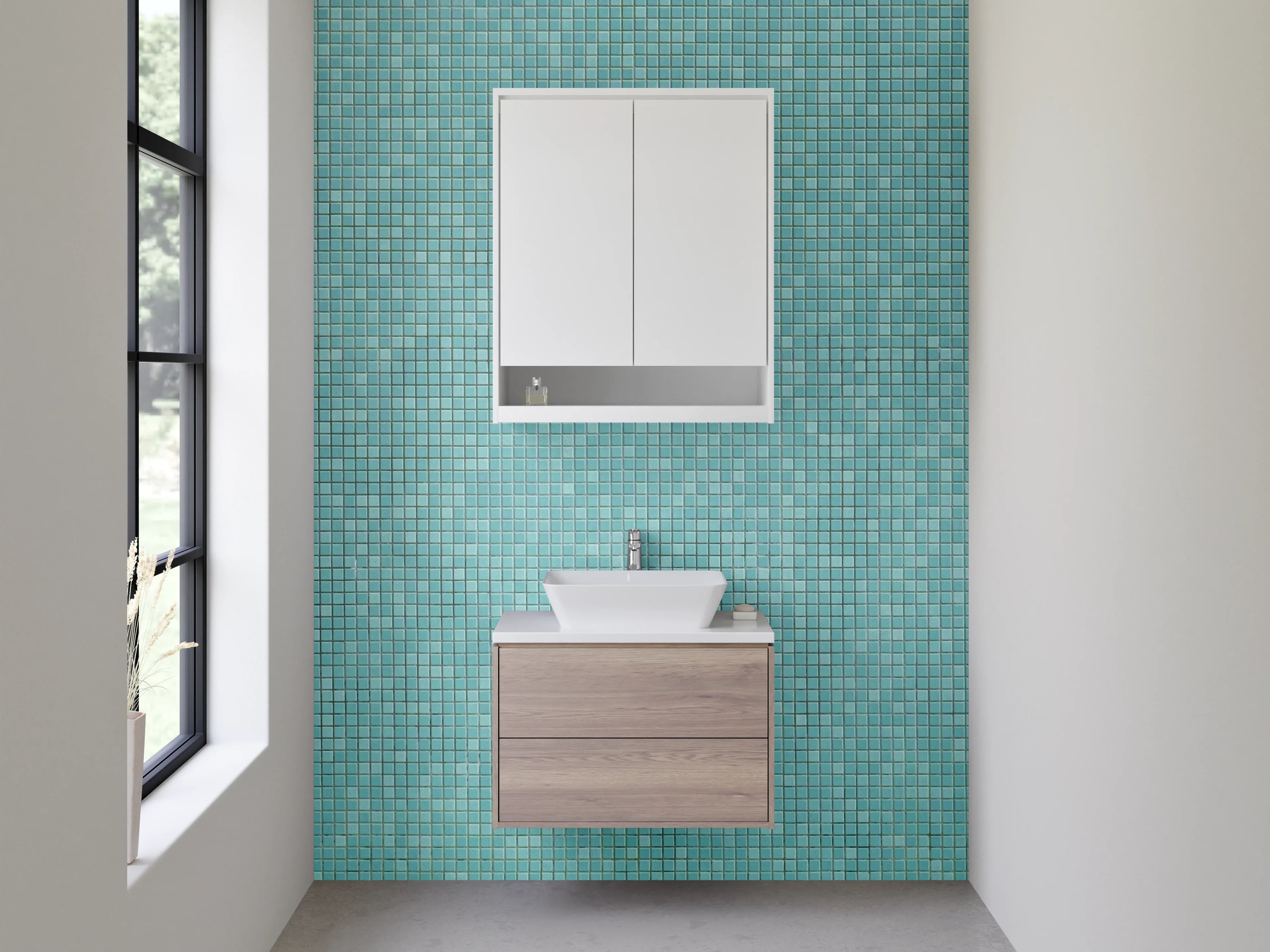 Waschbecken-Rückwand - Türkis Mosaik Steinoptik Fliesen