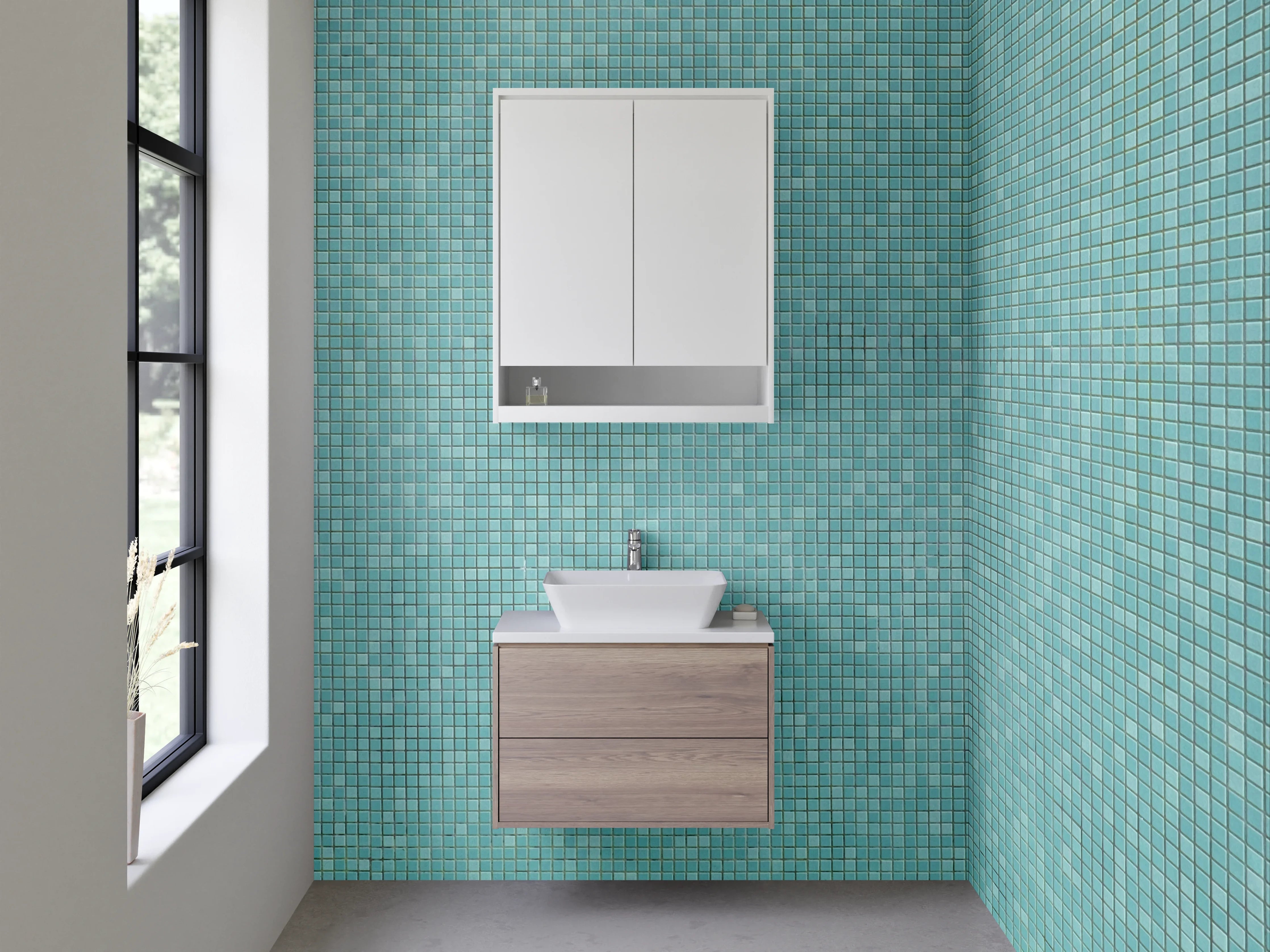 Waschbecken-Rückwand - Türkis Mosaik Steinoptik Fliesen