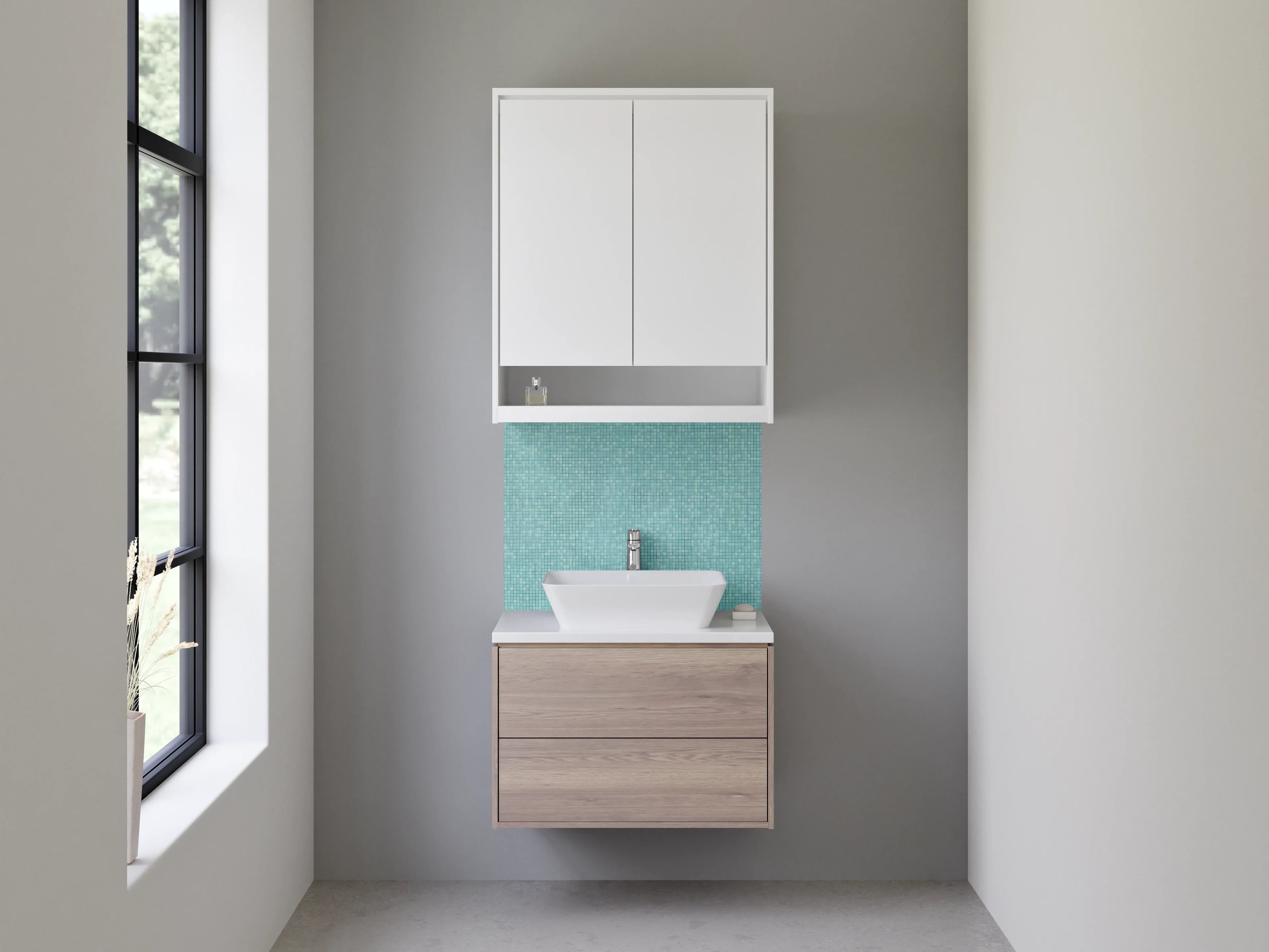 Waschbecken-Rückwand - Türkis Mosaik Steinoptik Fliesen