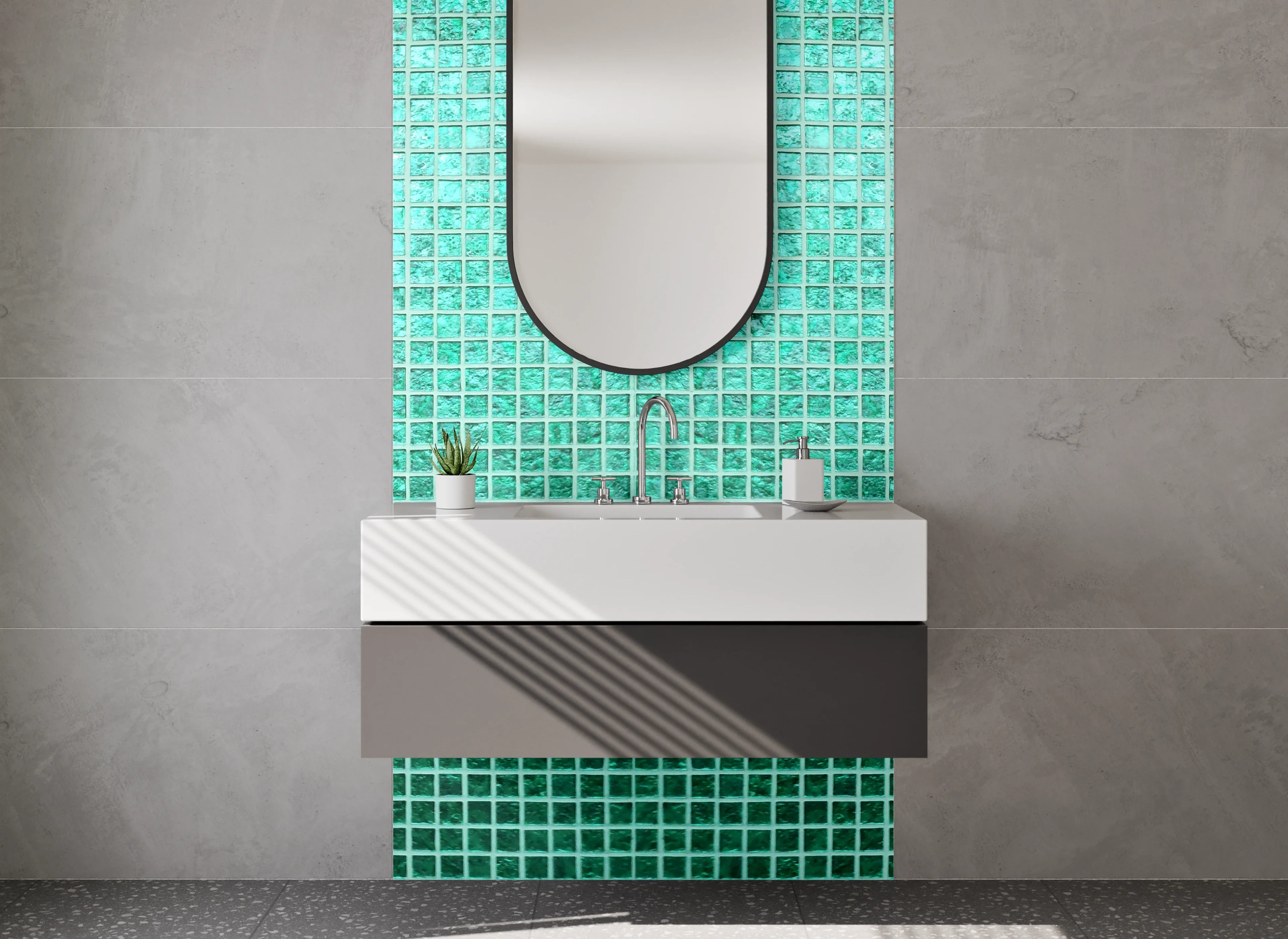 Waschbecken-Rückwand - Türkises Mosaik Fliesenmuster Modern