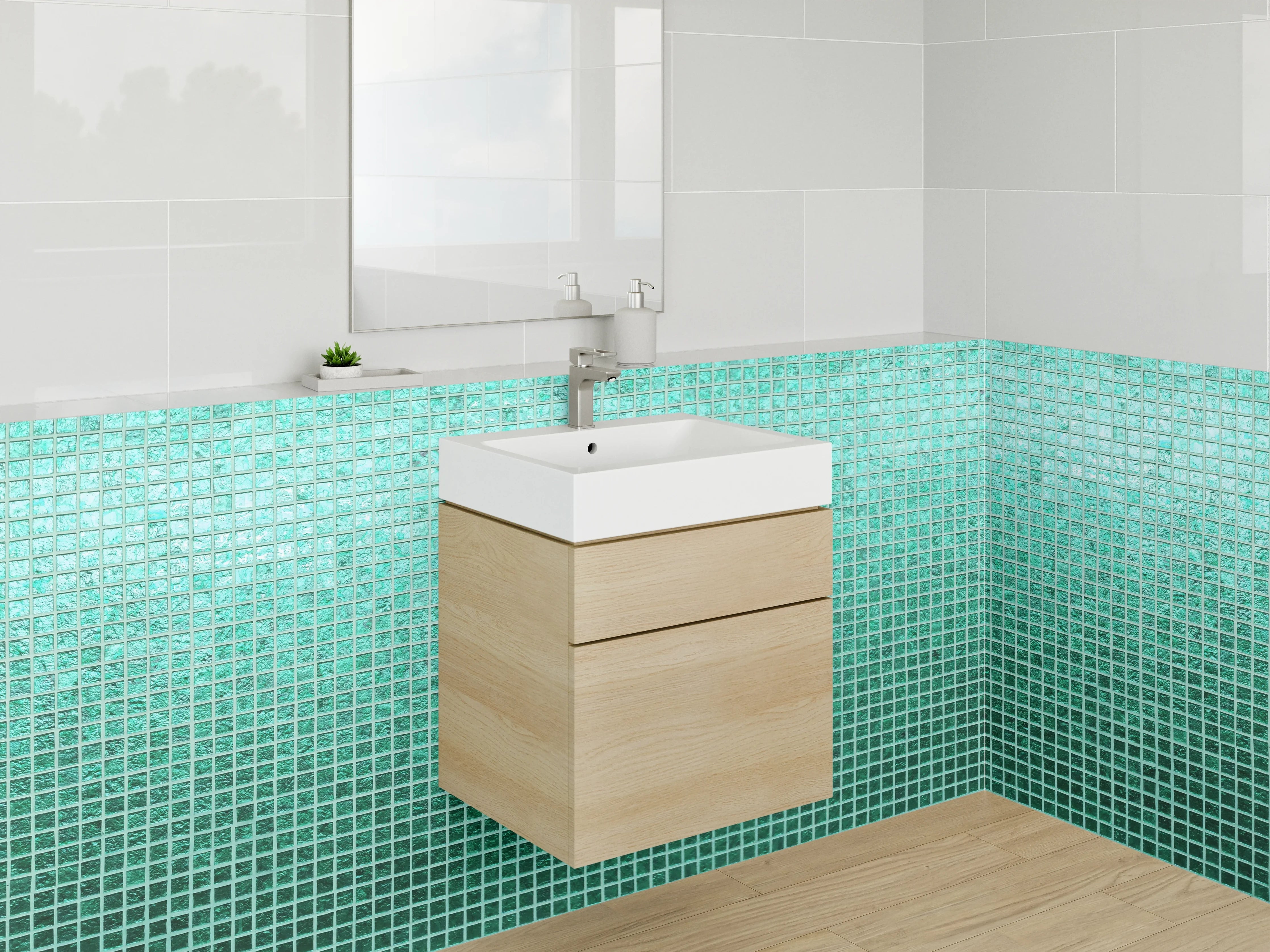 Waschbecken-Rückwand - Türkises Mosaik Fliesenmuster Modern