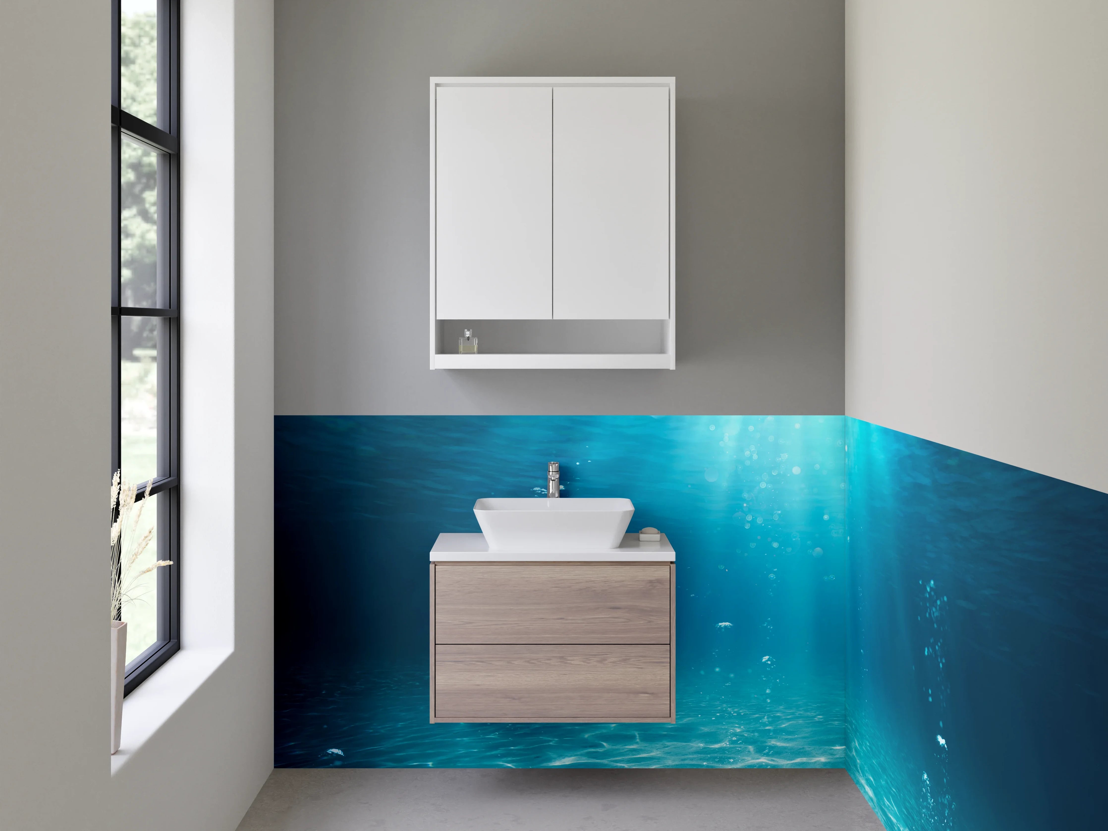 Waschbecken-Rückwand - Unterwasser Sonnenstrahlen – Meeresgrund