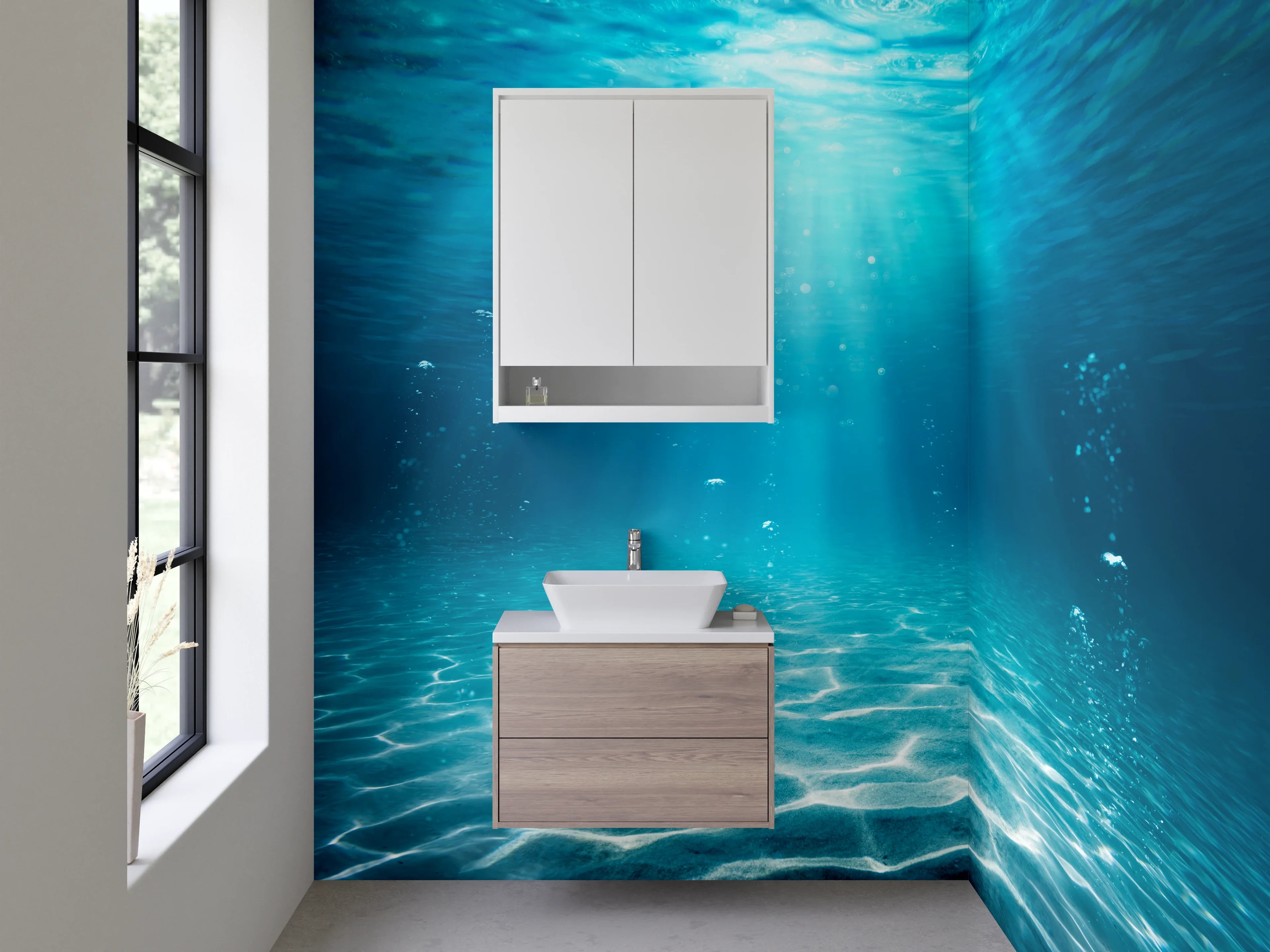 Waschbecken-Rückwand - Unterwasser Sonnenstrahlen – Meeresgrund