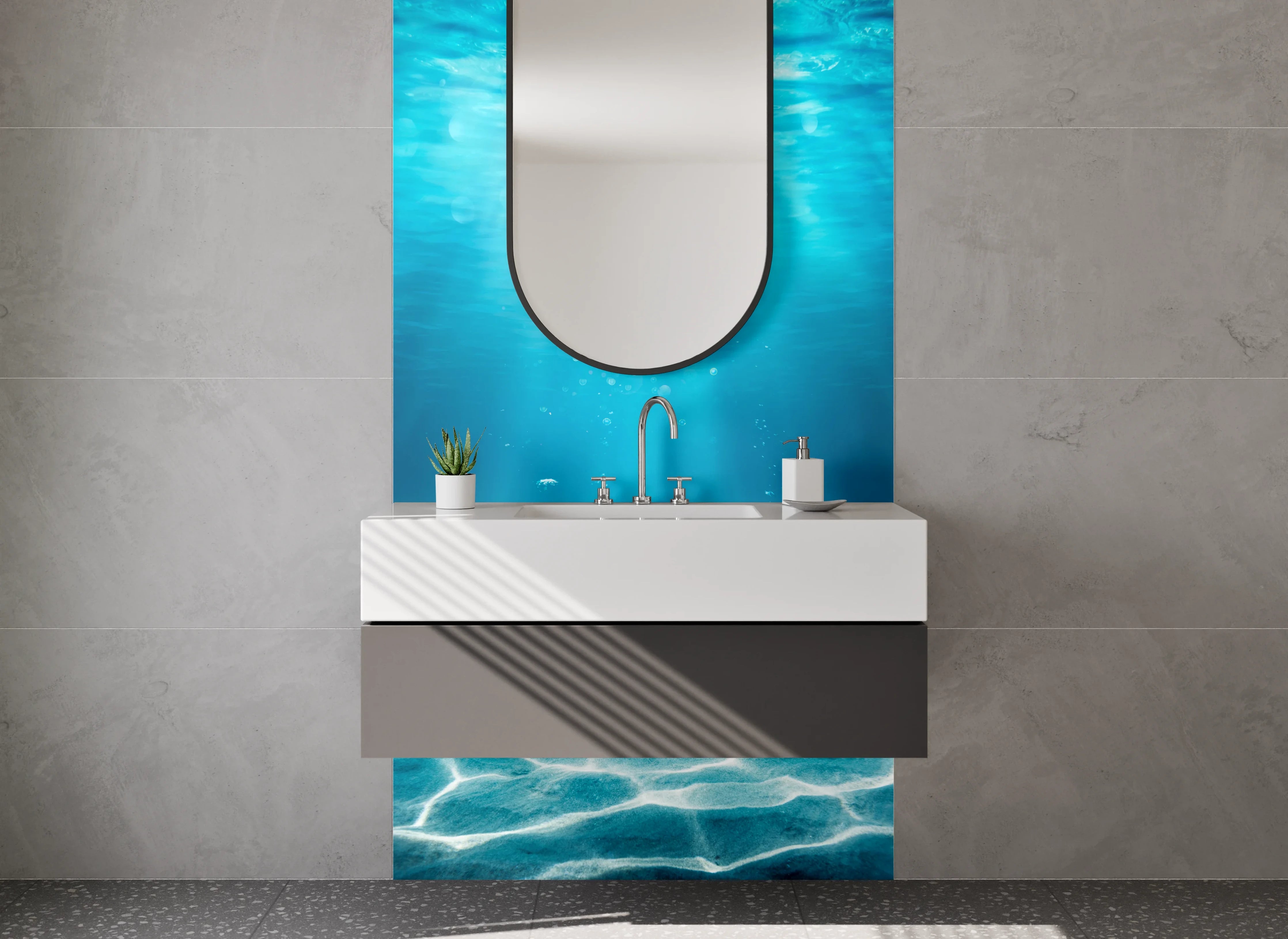 Waschbecken-Rückwand - Unterwasser Sonnenstrahlen – Meeresgrund