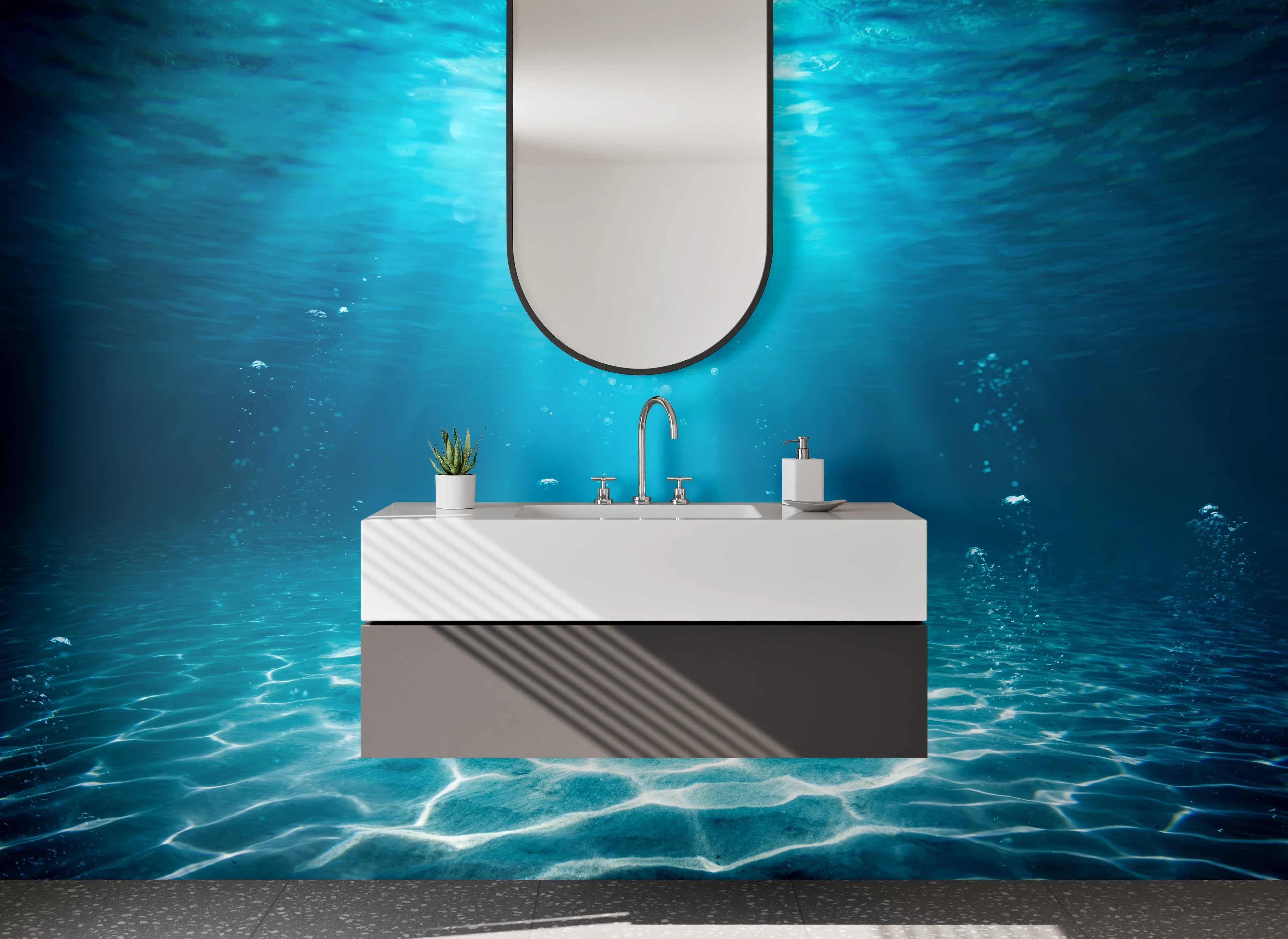 Waschbecken-Rückwand - Unterwasser Sonnenstrahlen – Meeresgrund