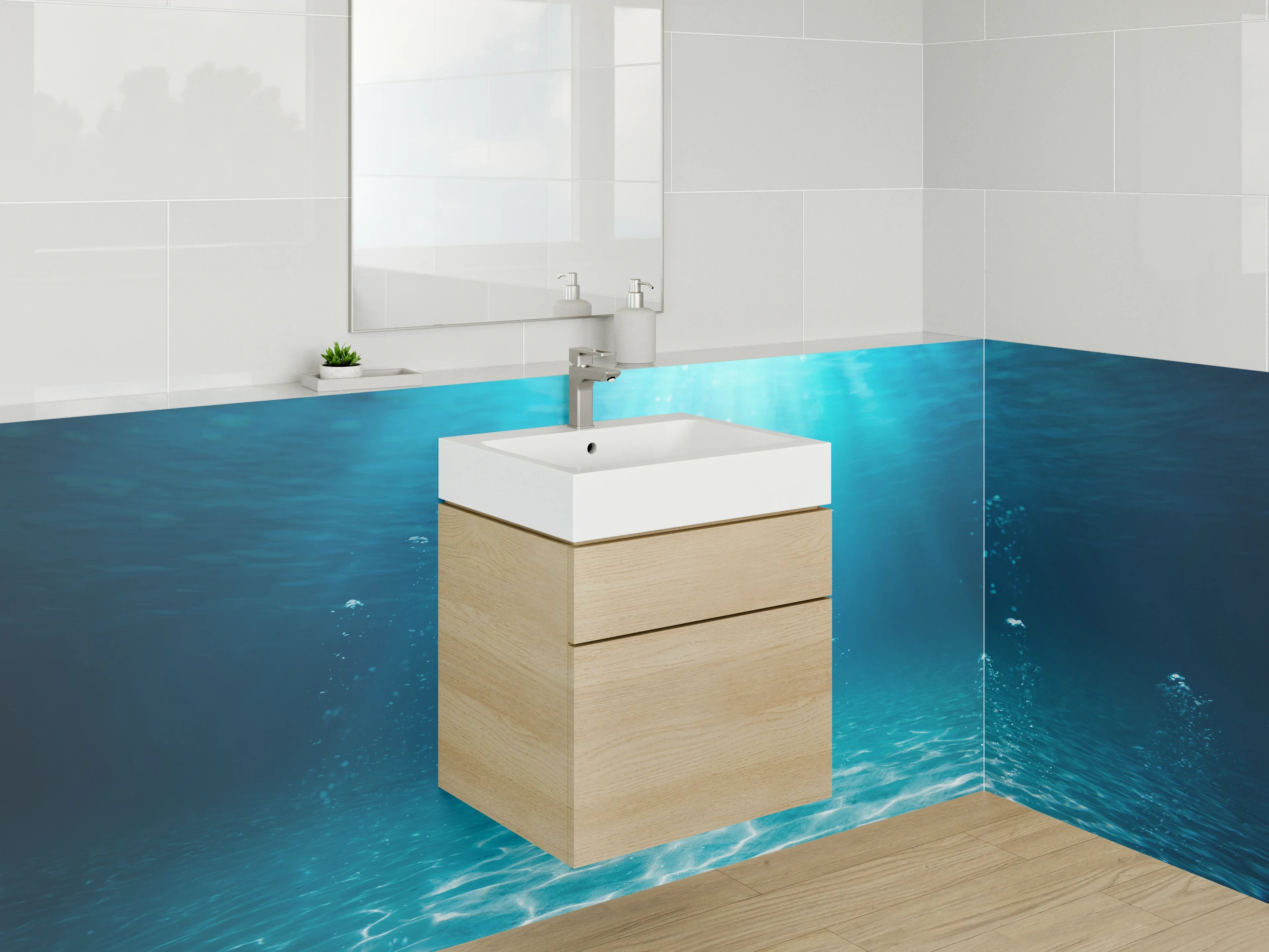 Waschbecken-Rückwand - Unterwasser Sonnenstrahlen – Meeresgrund