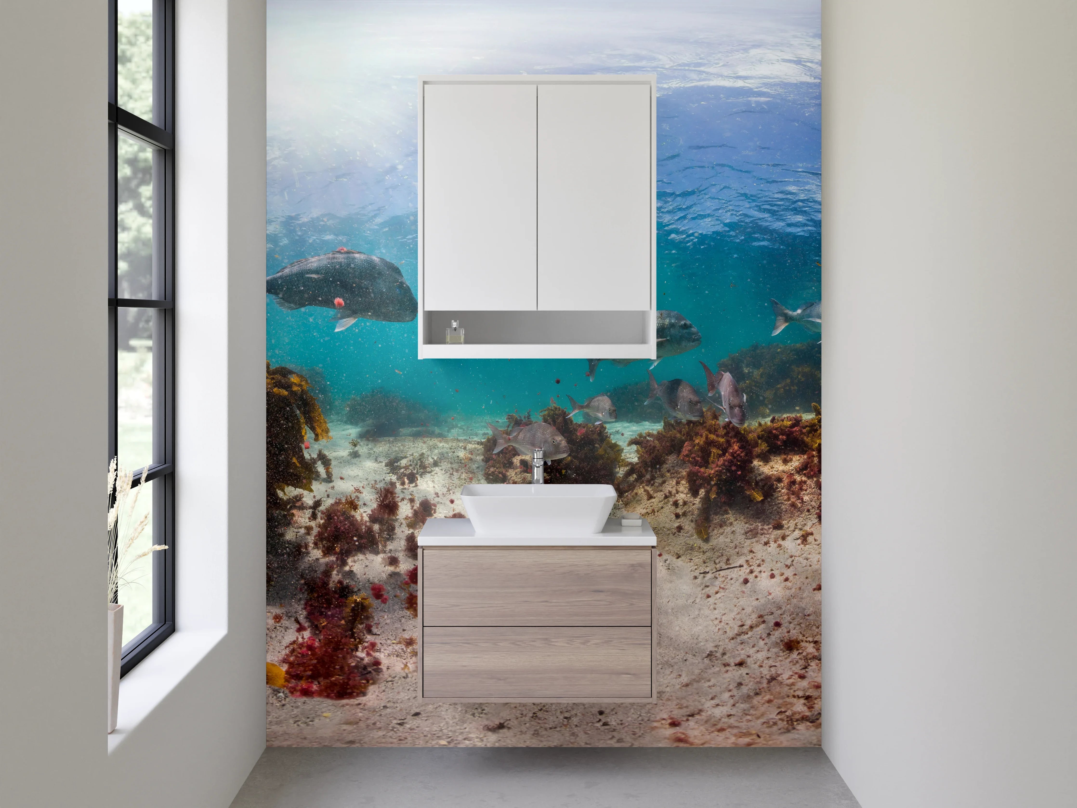 Waschbecken-Rückwand - Unterwasserwelt: Farbenfrohes Riff Panorama