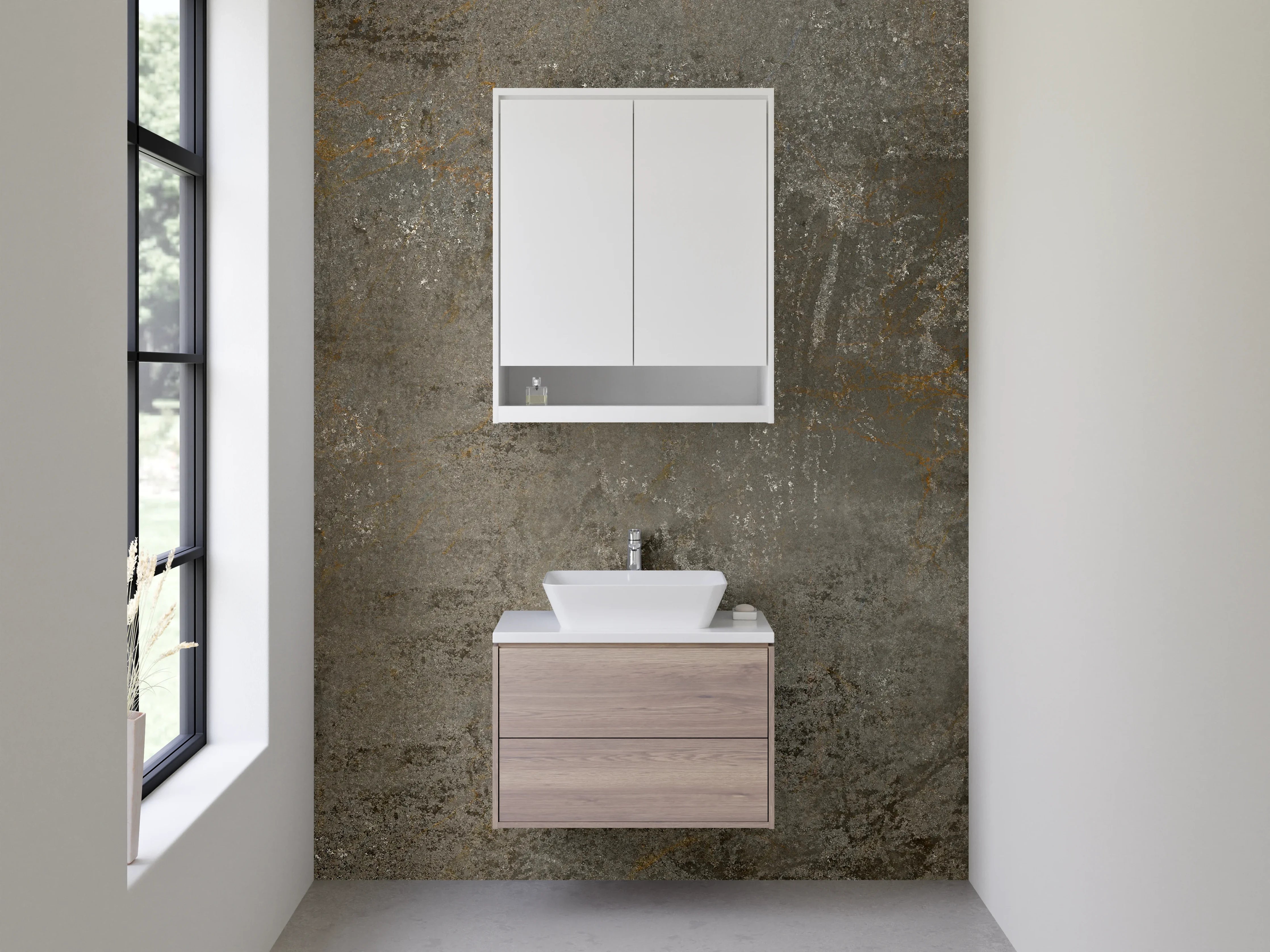 Waschbecken-Rückwand - Urban Grau-Braun Betonlook Design