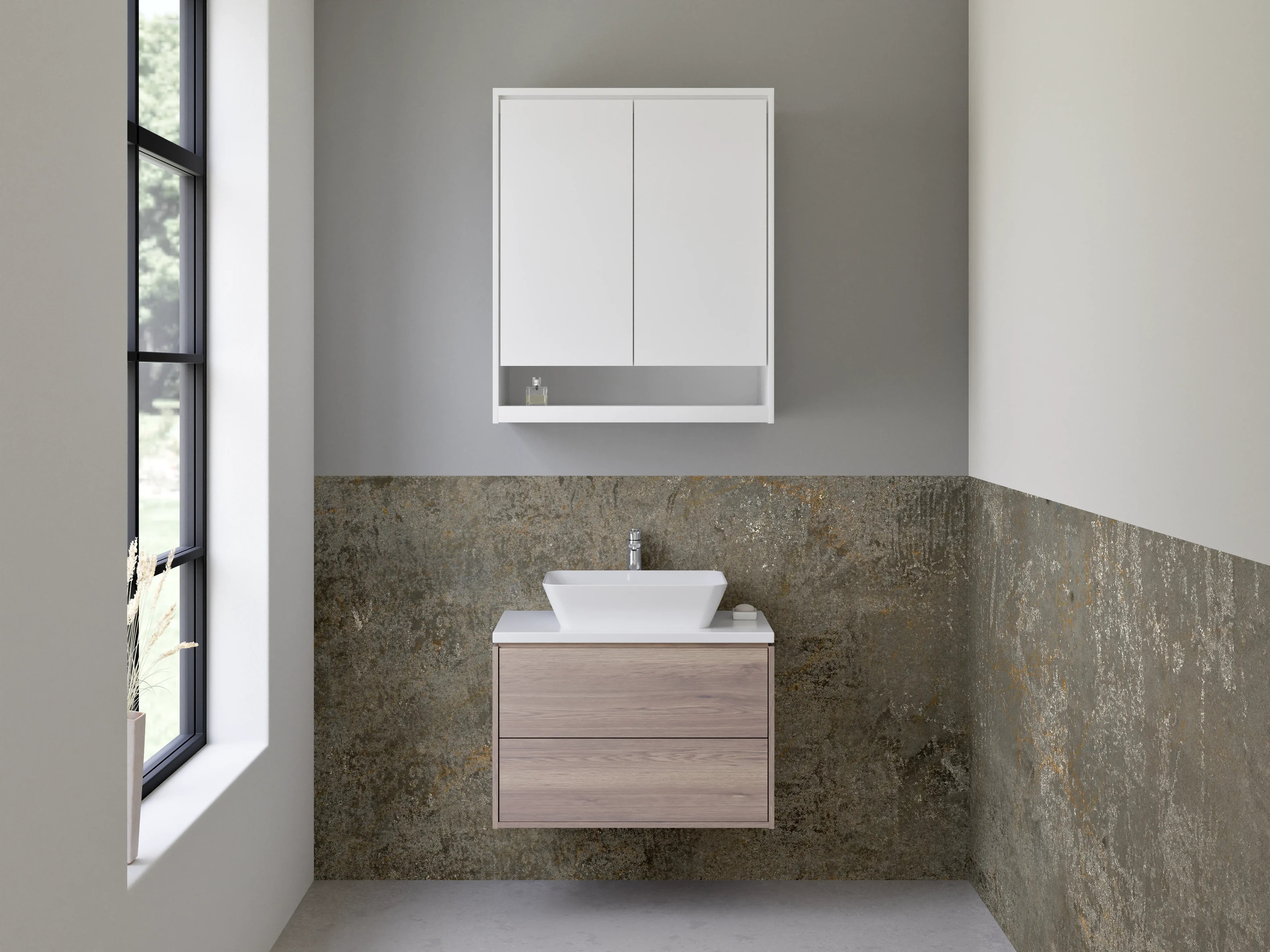 Waschbecken-Rückwand - Urban Grau-Braun Betonlook Design