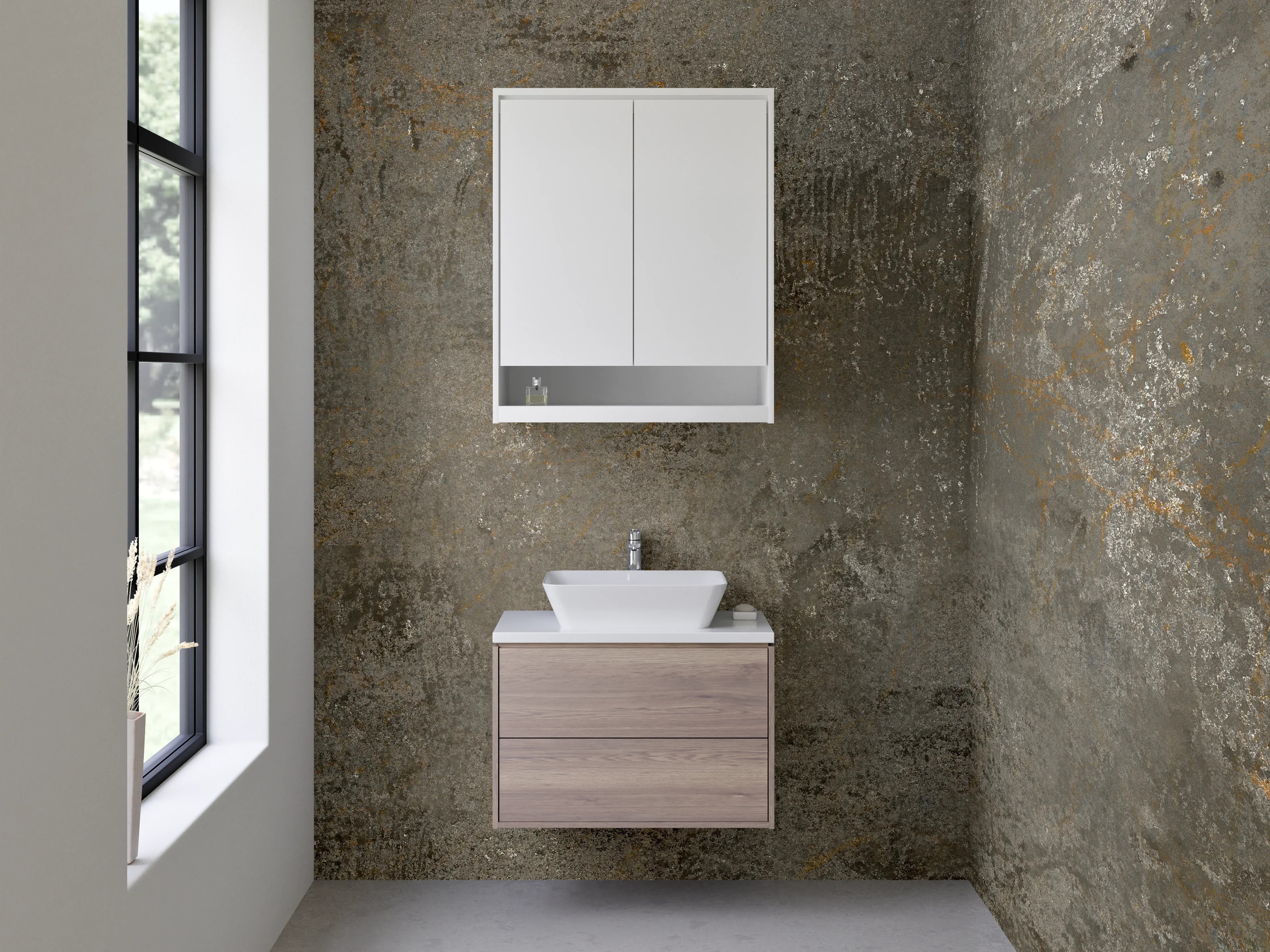 Waschbecken-Rückwand - Urban Grau-Braun Betonlook Design