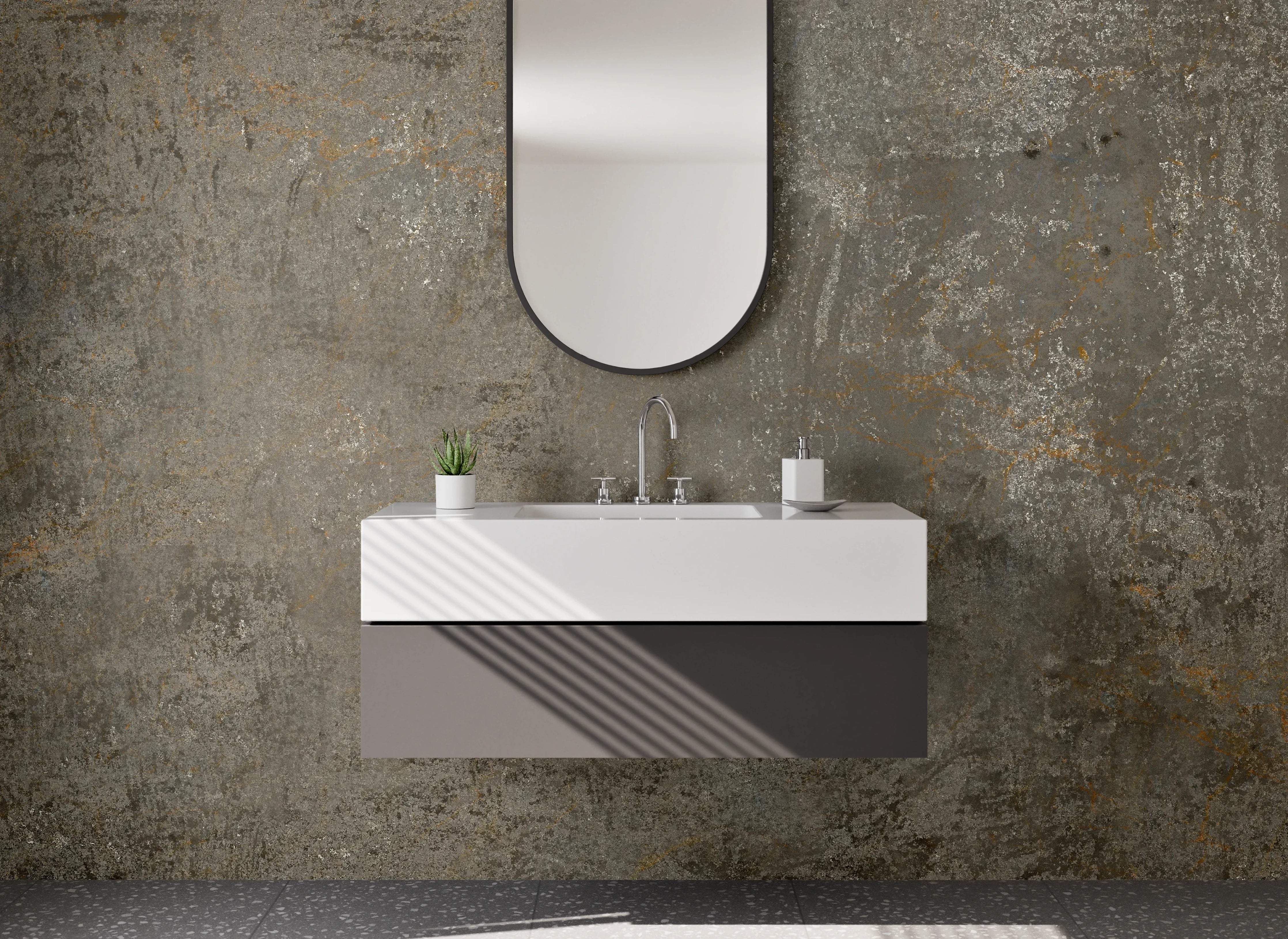 Waschbecken-Rückwand - Urban Grau-Braun Betonlook Design