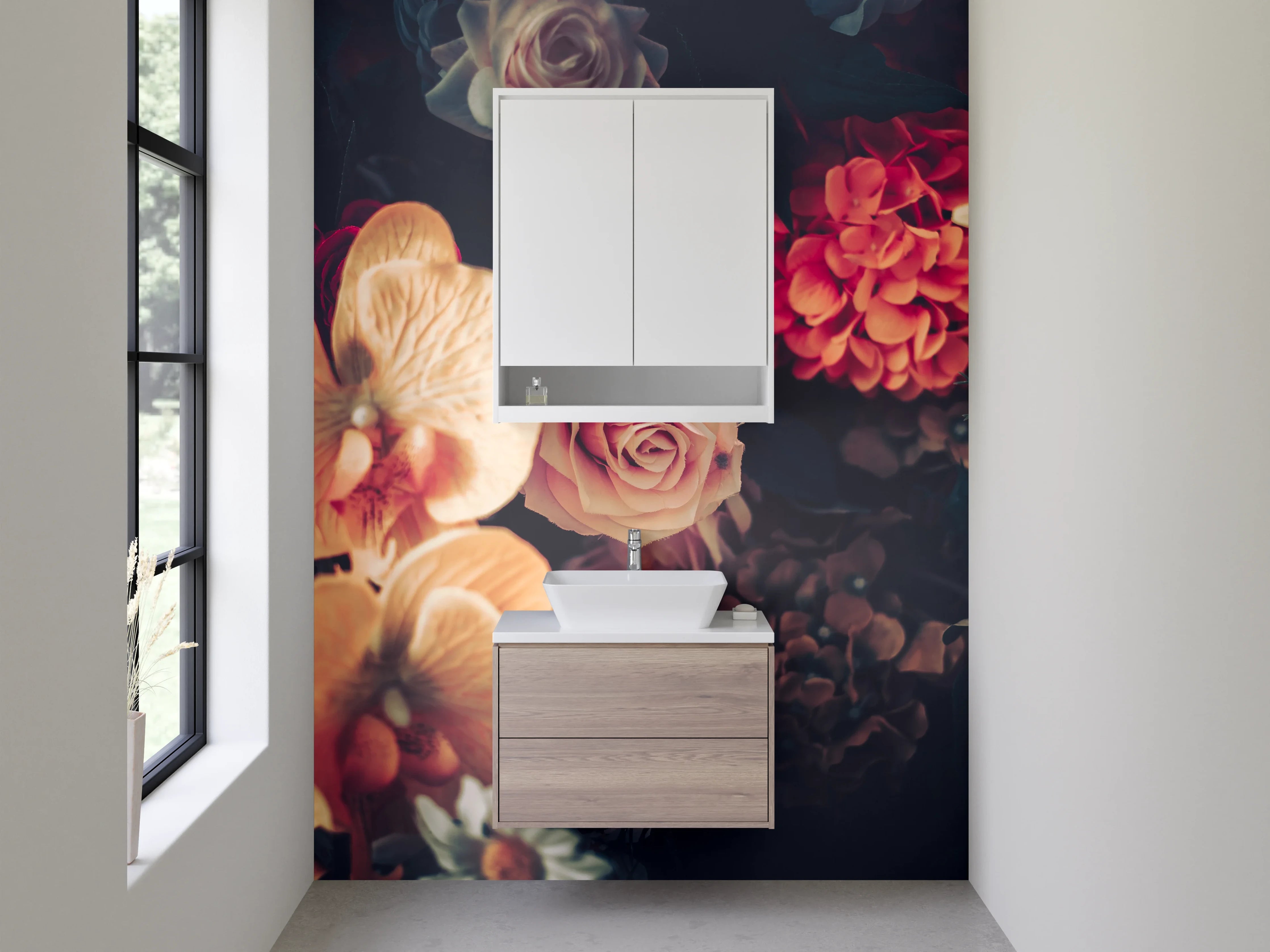 Waschbecken-Rückwand - Vielfältige Graublumenfarben