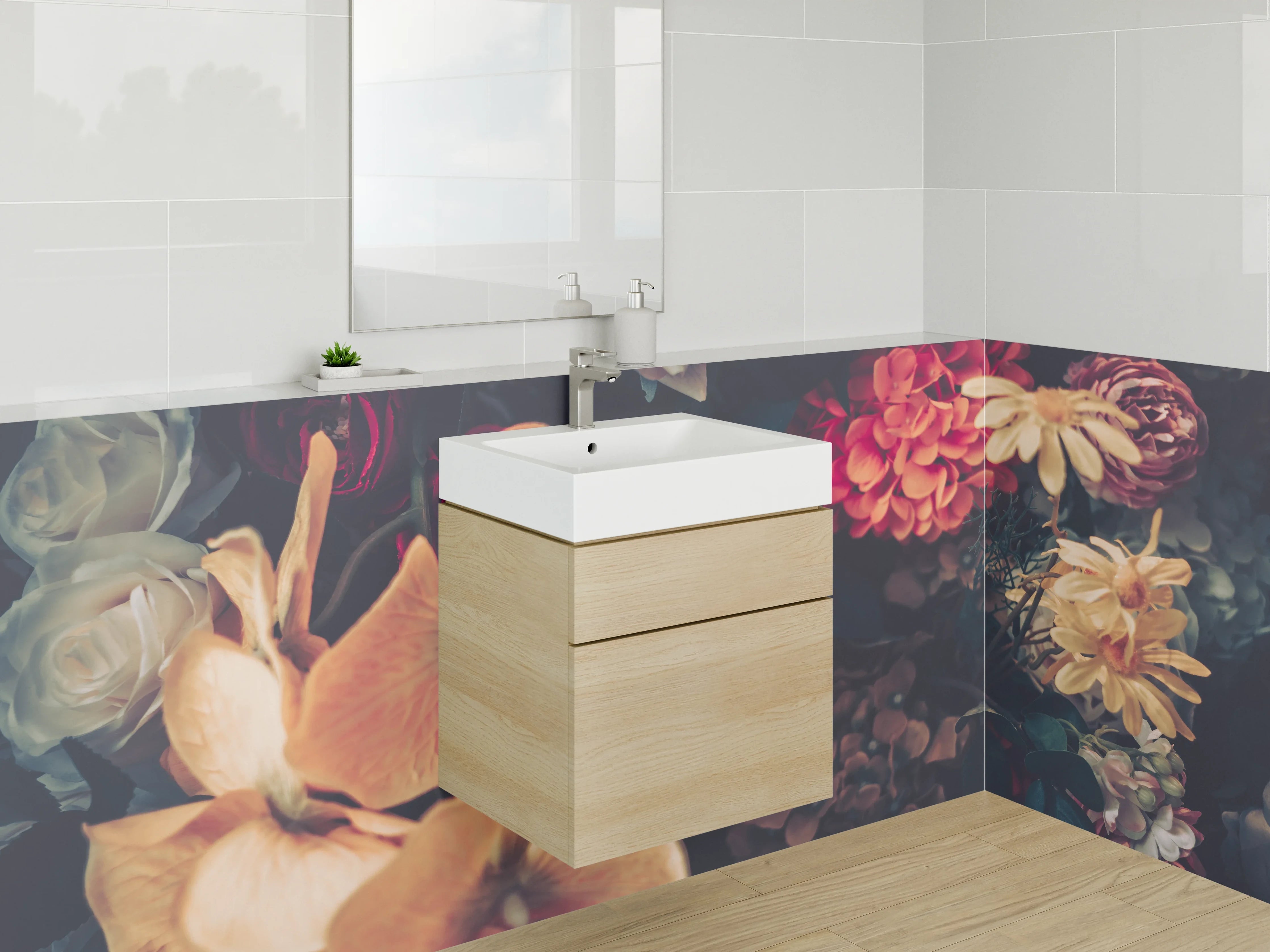 Waschbecken-Rückwand - Vielfältige Graublumenfarben