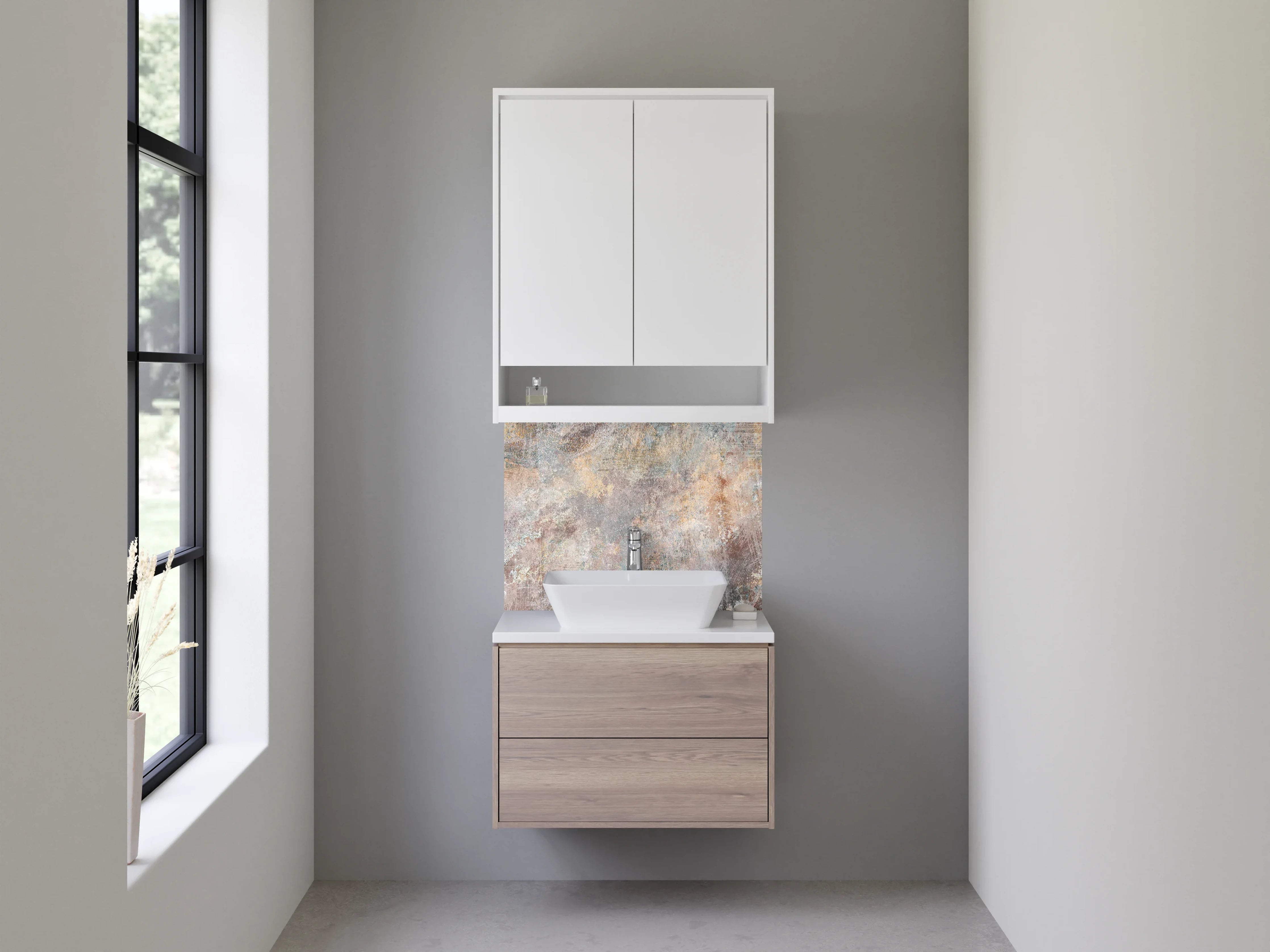 Waschbecken-Rückwand - Vintage Beton-Optik Wanddekoration