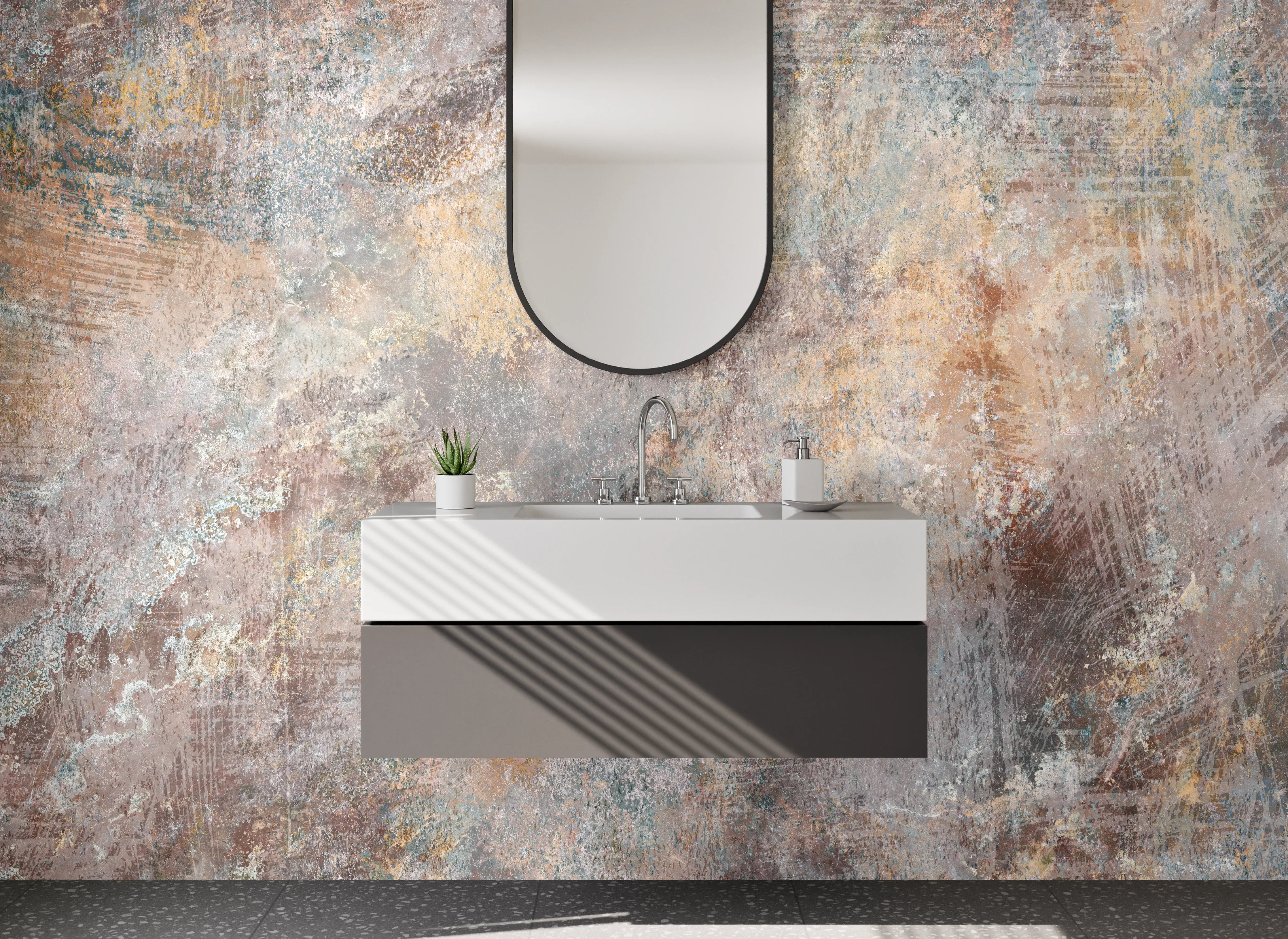 Waschbecken-Rückwand - Vintage Beton-Optik Wanddekoration