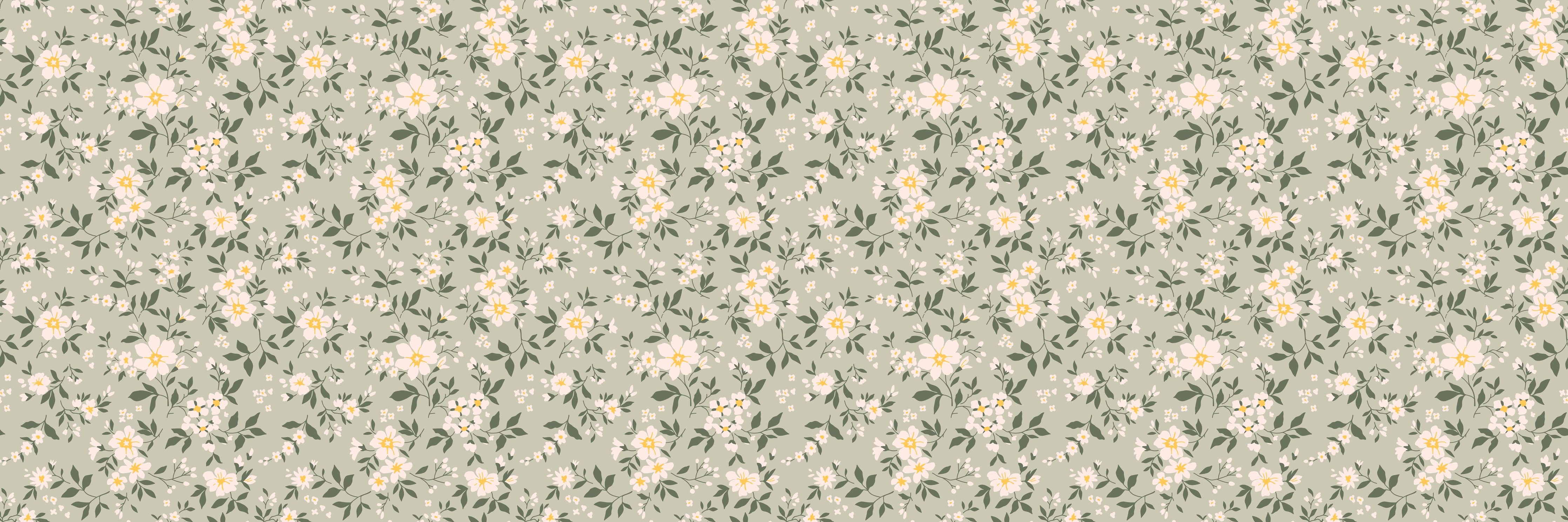Waschbecken-Rückwand-Vintage Blumenmuster Beige Grün Gelb