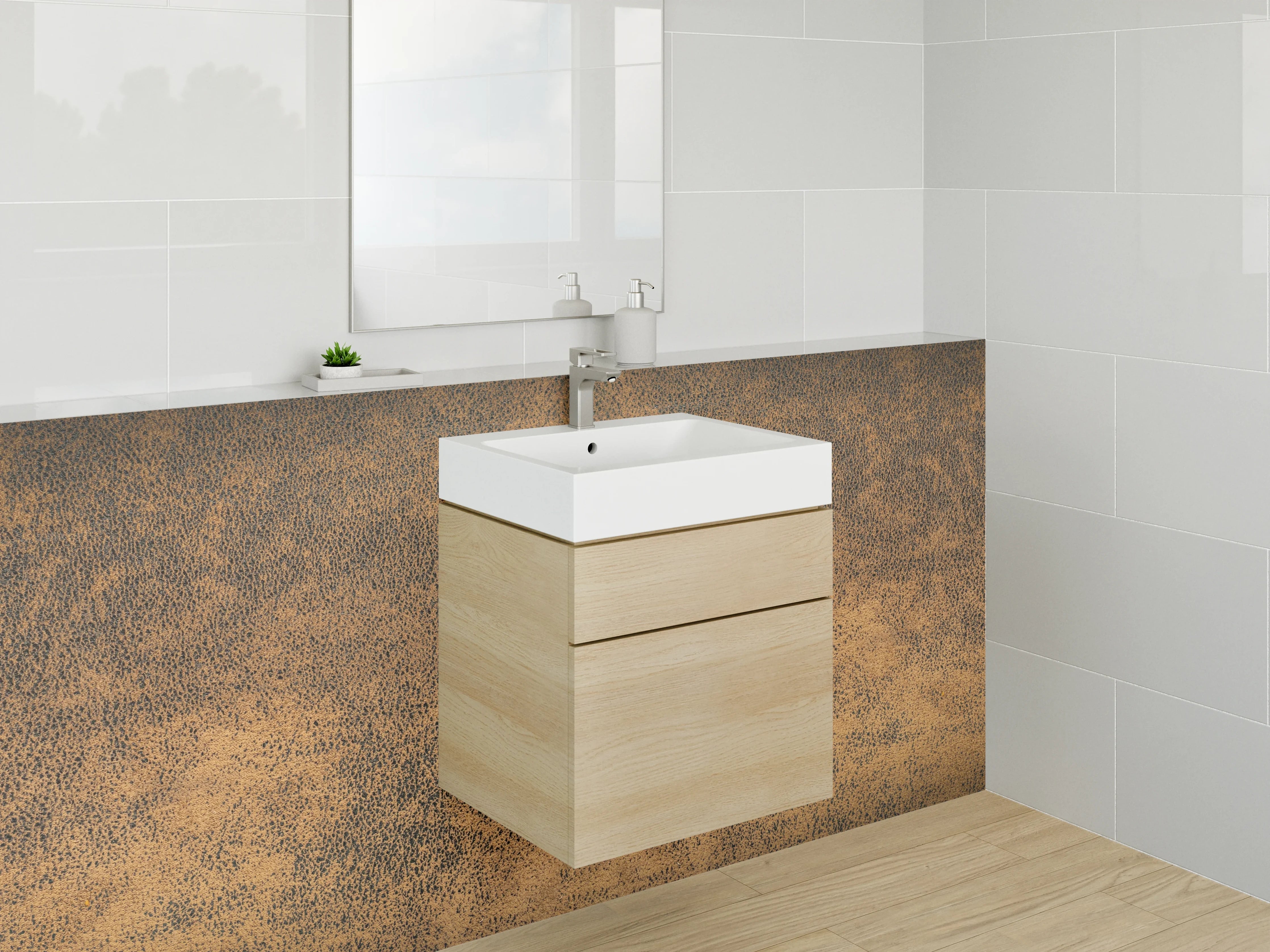 Waschbecken-Rückwand - Vintage Braun Struktur Wandmotiv