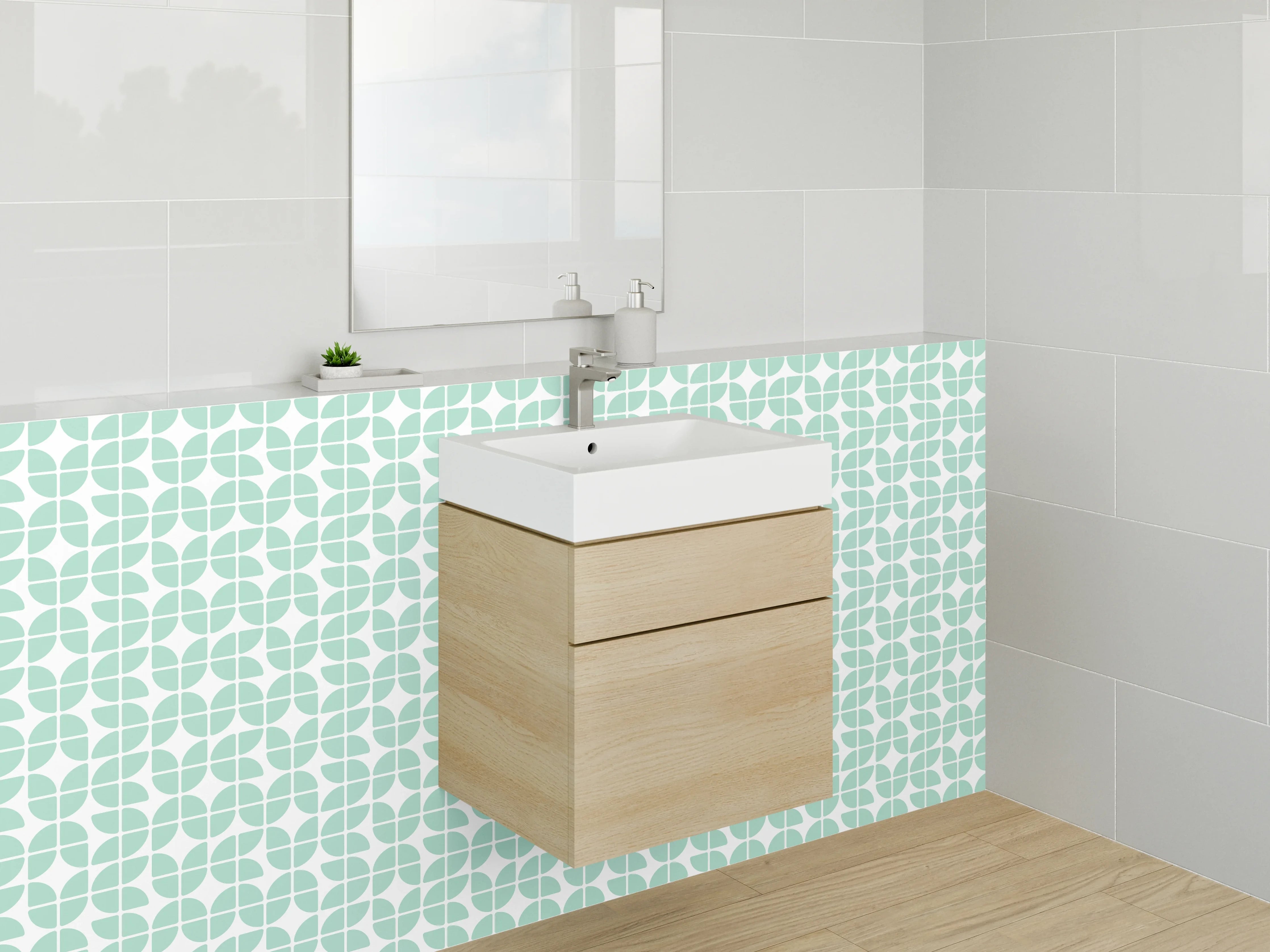 Waschbecken-Rückwand - Vintage Mintgrau Musterträume