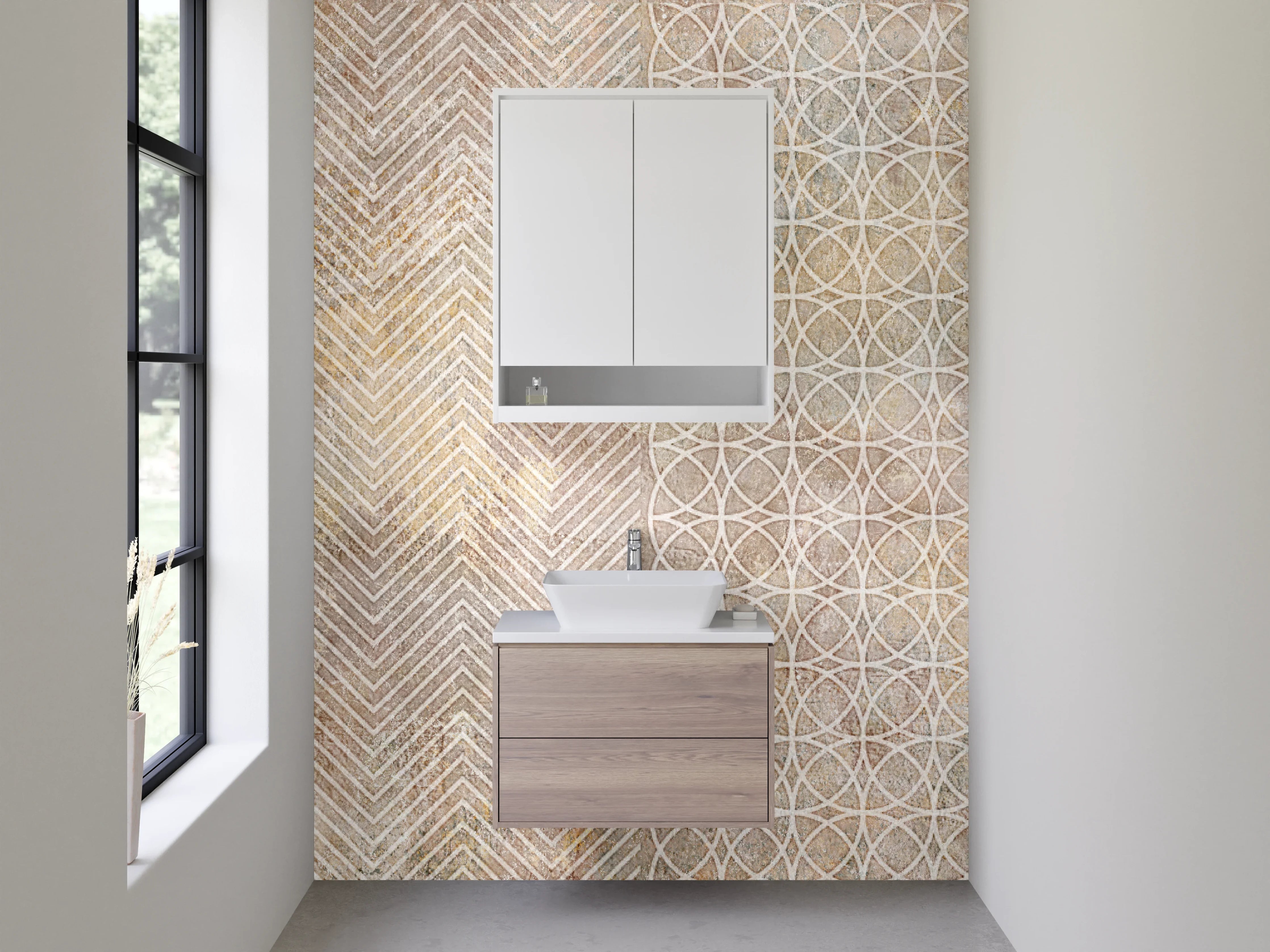 Waschbecken-Rückwand - Vintage Mosaik Muster Fliesenoptik