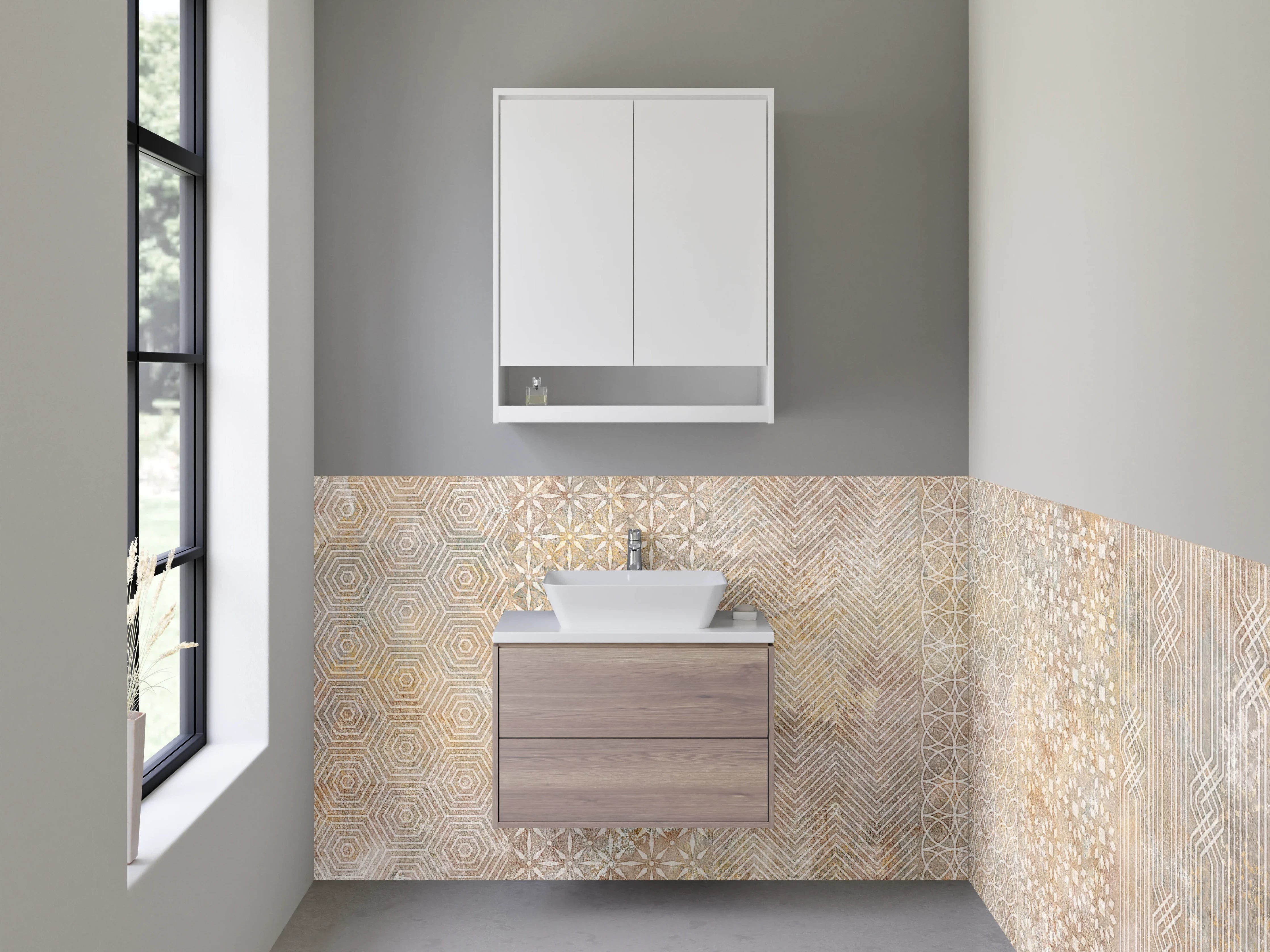 Waschbecken-Rückwand - Vintage Mosaik Muster Fliesenoptik