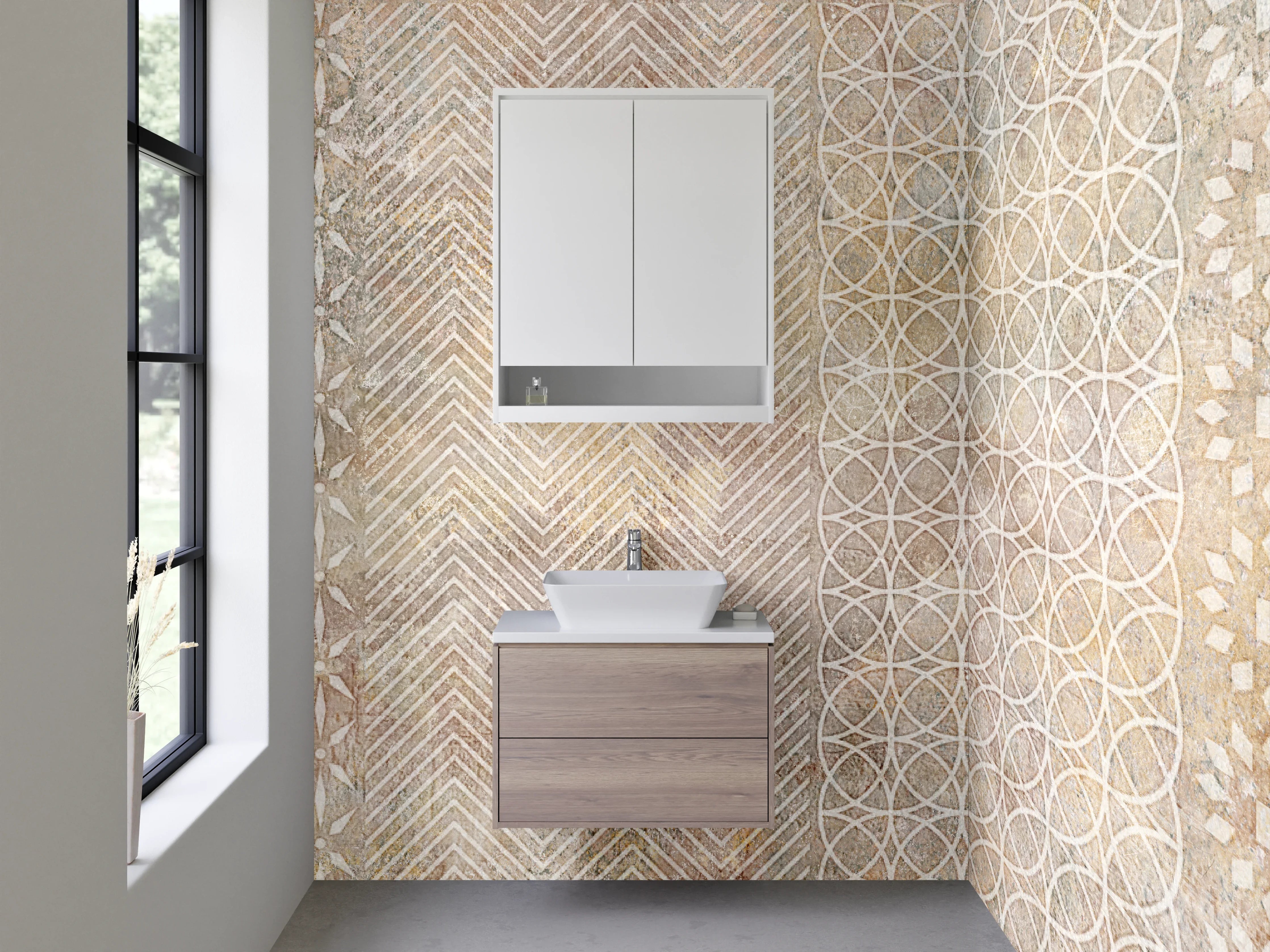 Waschbecken-Rückwand - Vintage Mosaik Muster Fliesenoptik