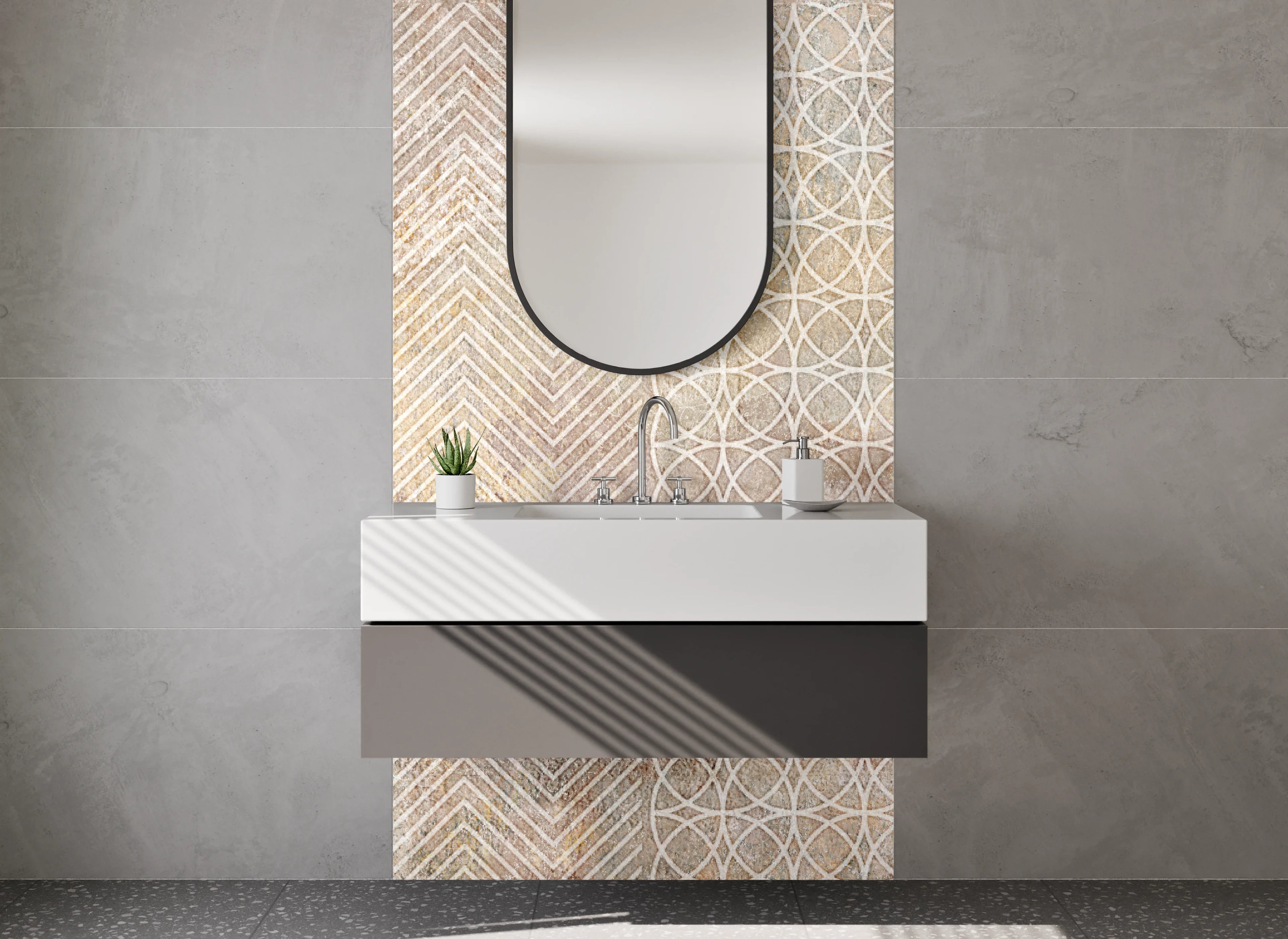 Waschbecken-Rückwand - Vintage Mosaik Muster Fliesenoptik
