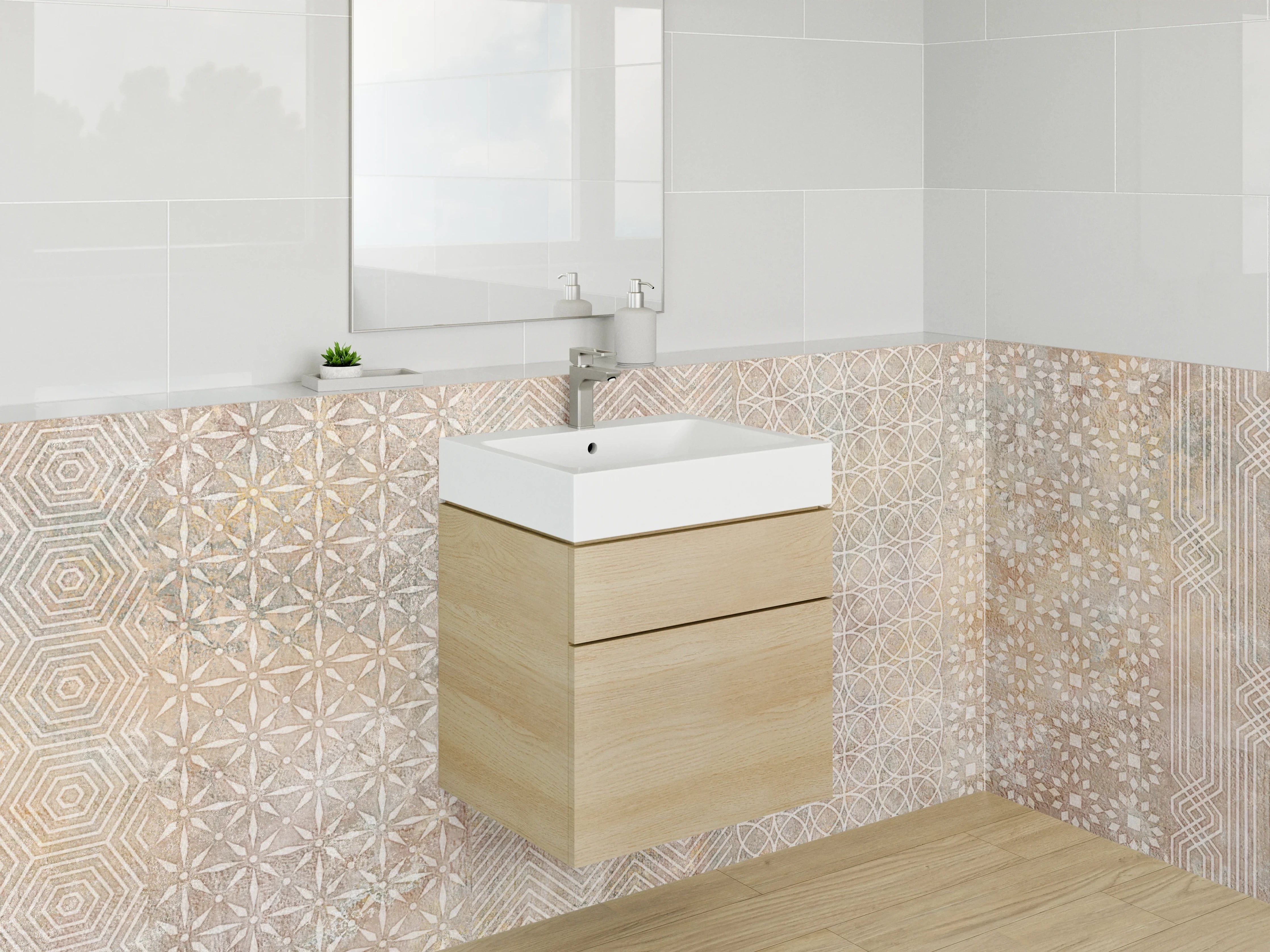 Waschbecken-Rückwand - Vintage Mosaik Muster Fliesenoptik