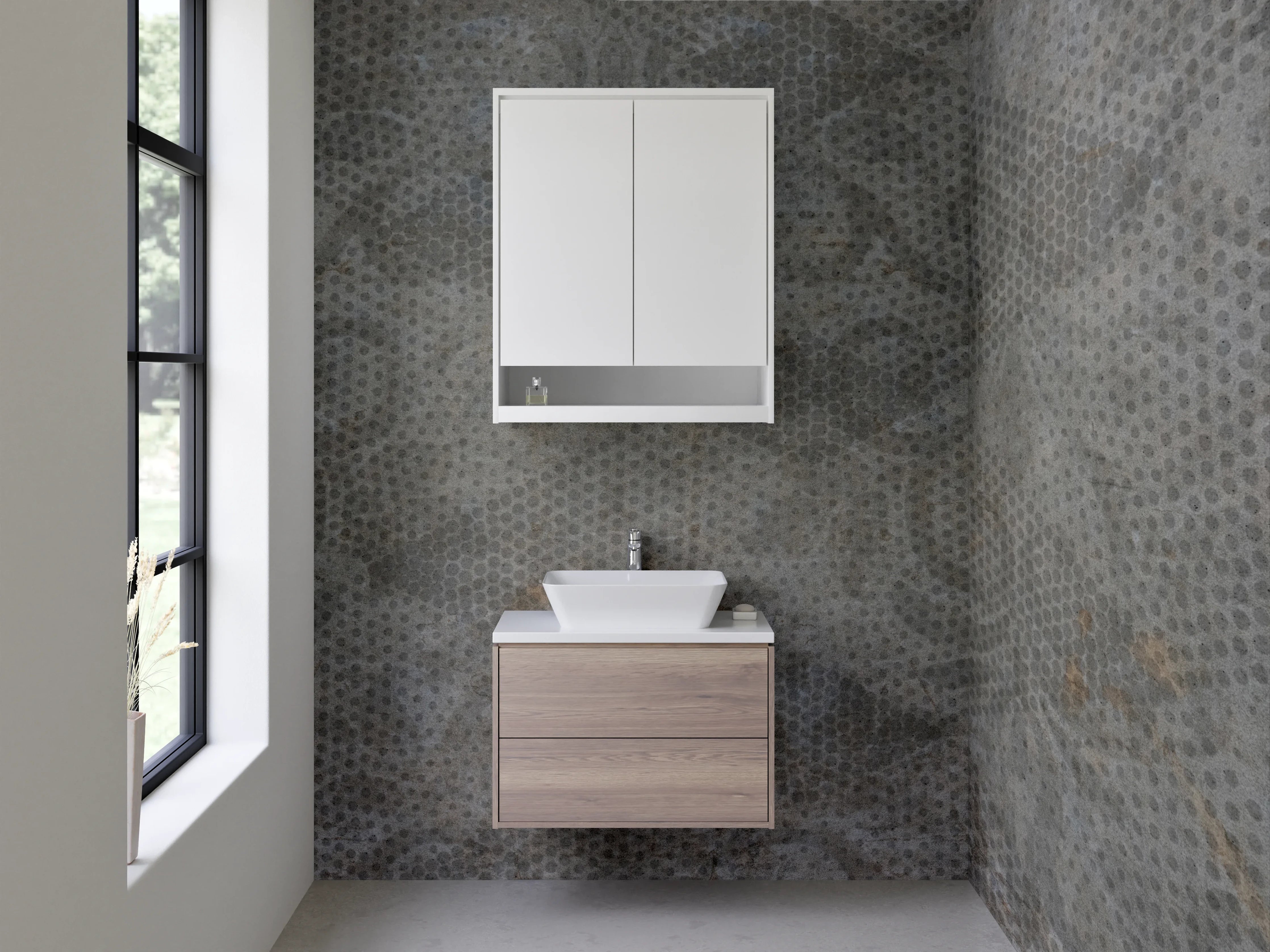 Waschbecken-Rückwand - Vintage Ornament Grau Tapete