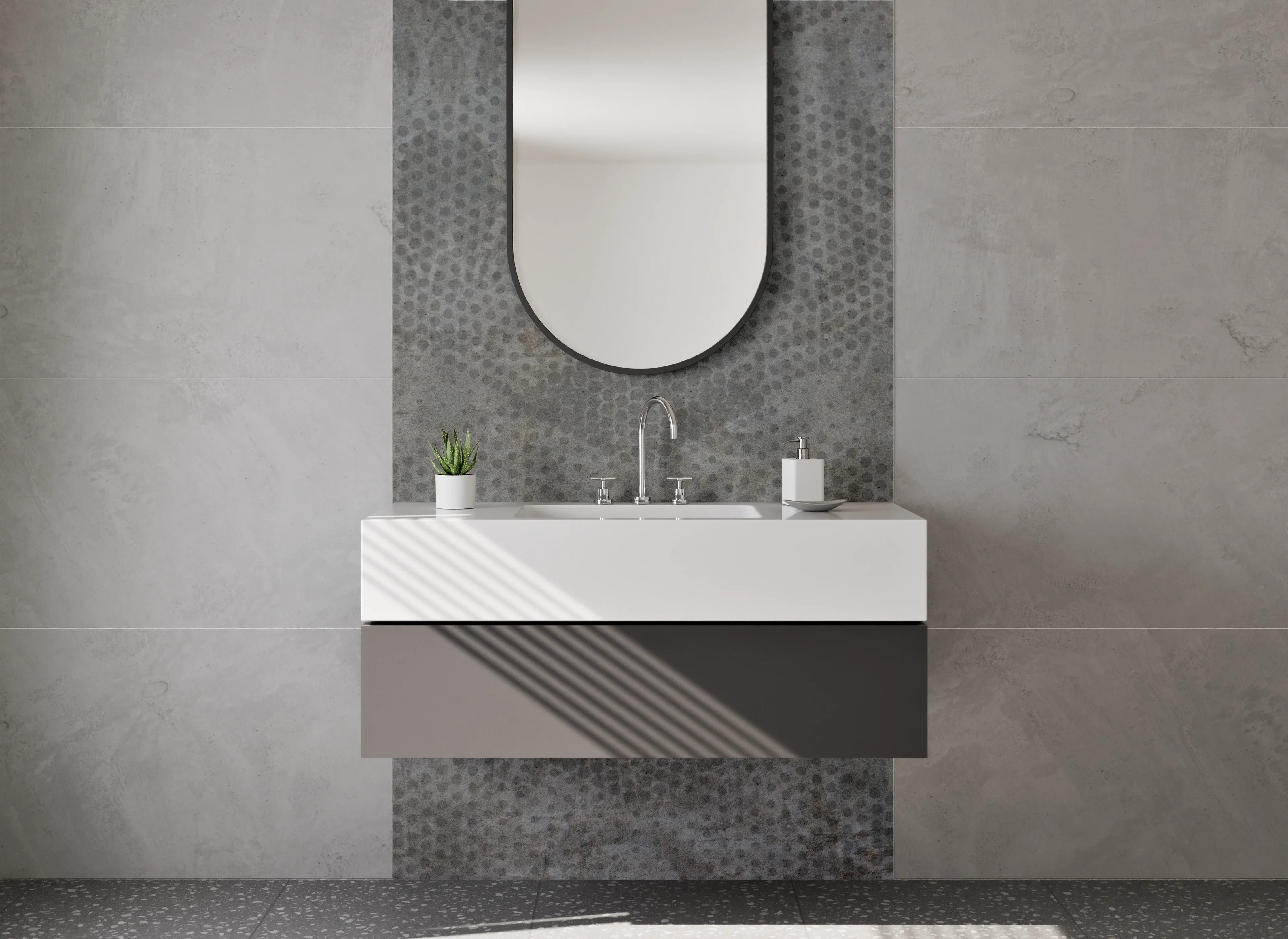 Waschbecken-Rückwand - Vintage Ornament Grau Tapete